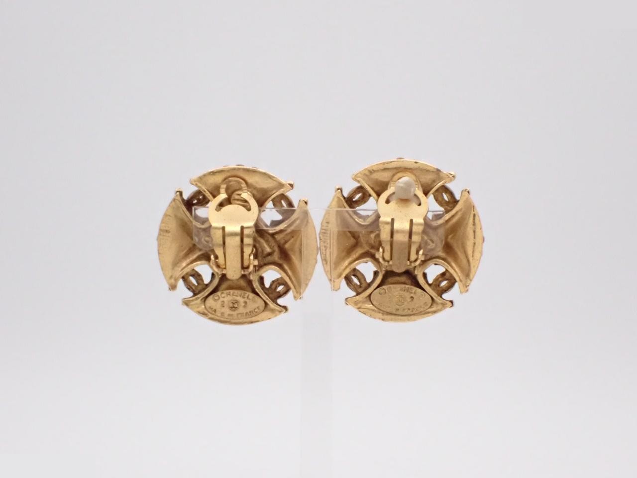 Gripoix Earrings, Colored Stone, Coco Mark, Size 23 — view 2