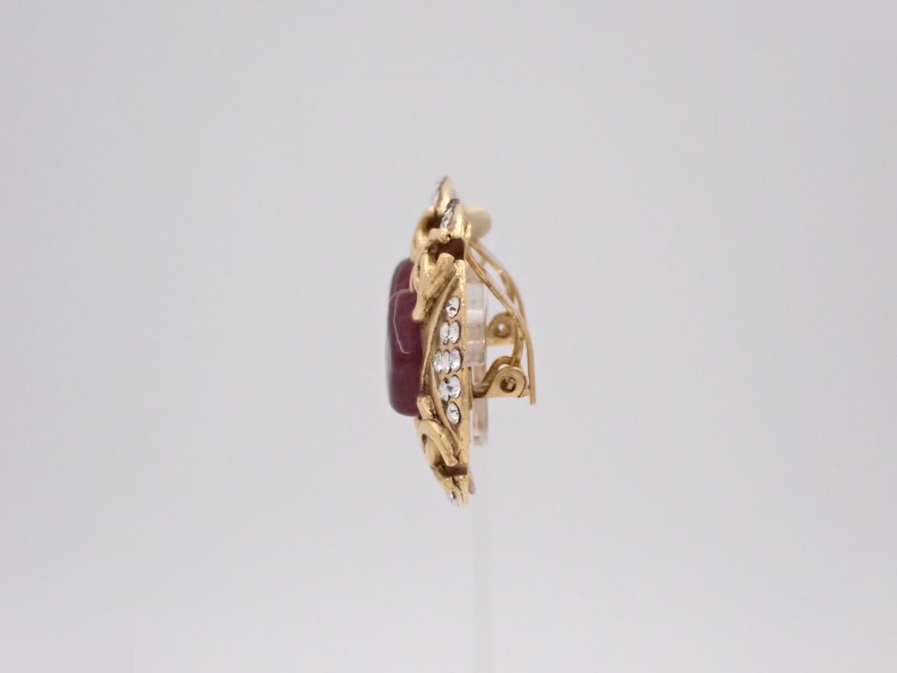 Gripoix Earrings, Colored Stone, Coco Mark, Size 23 — view 3