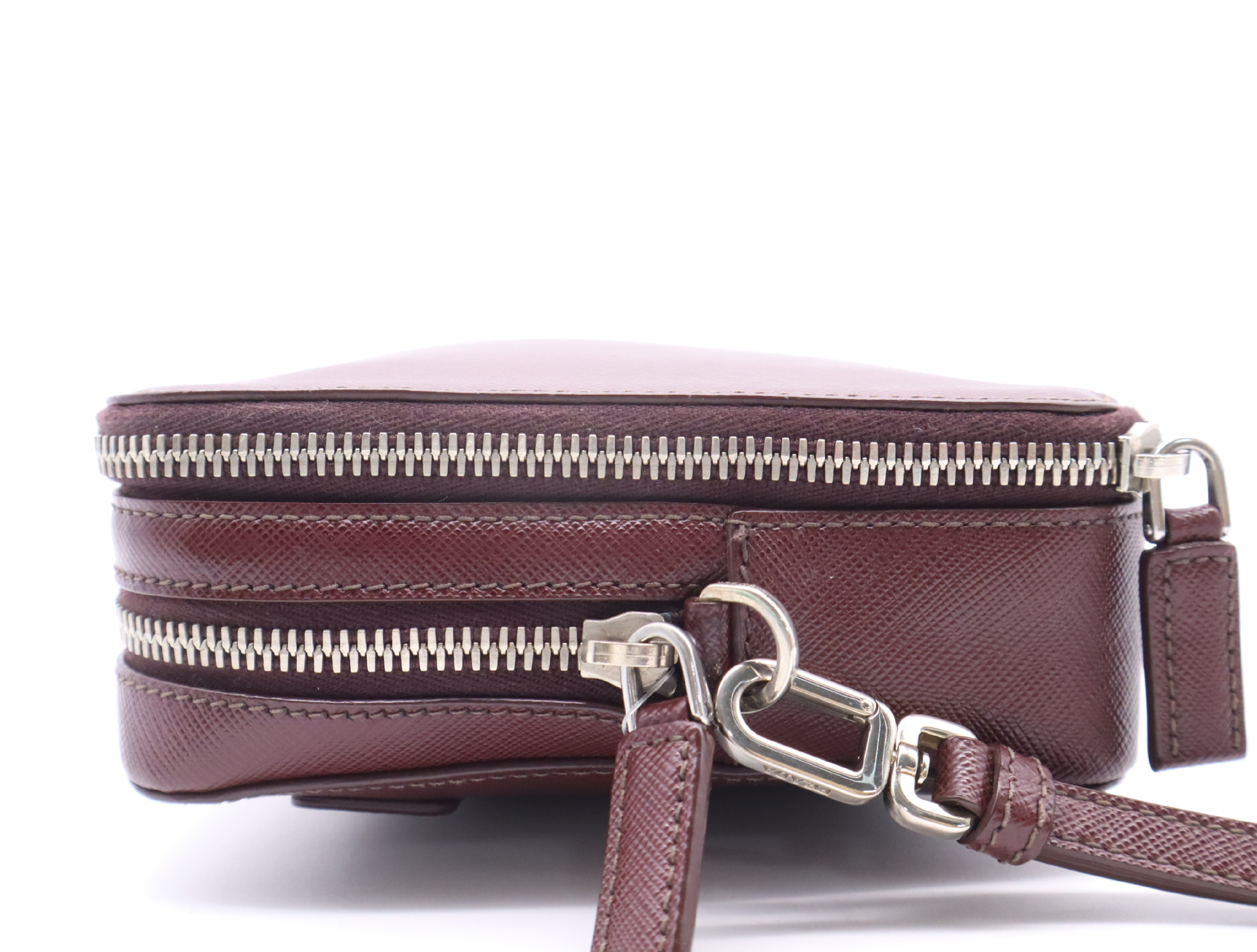 VR0052 Saffiano Logo Double Zip Second Bag Brown Second Bag — view 3