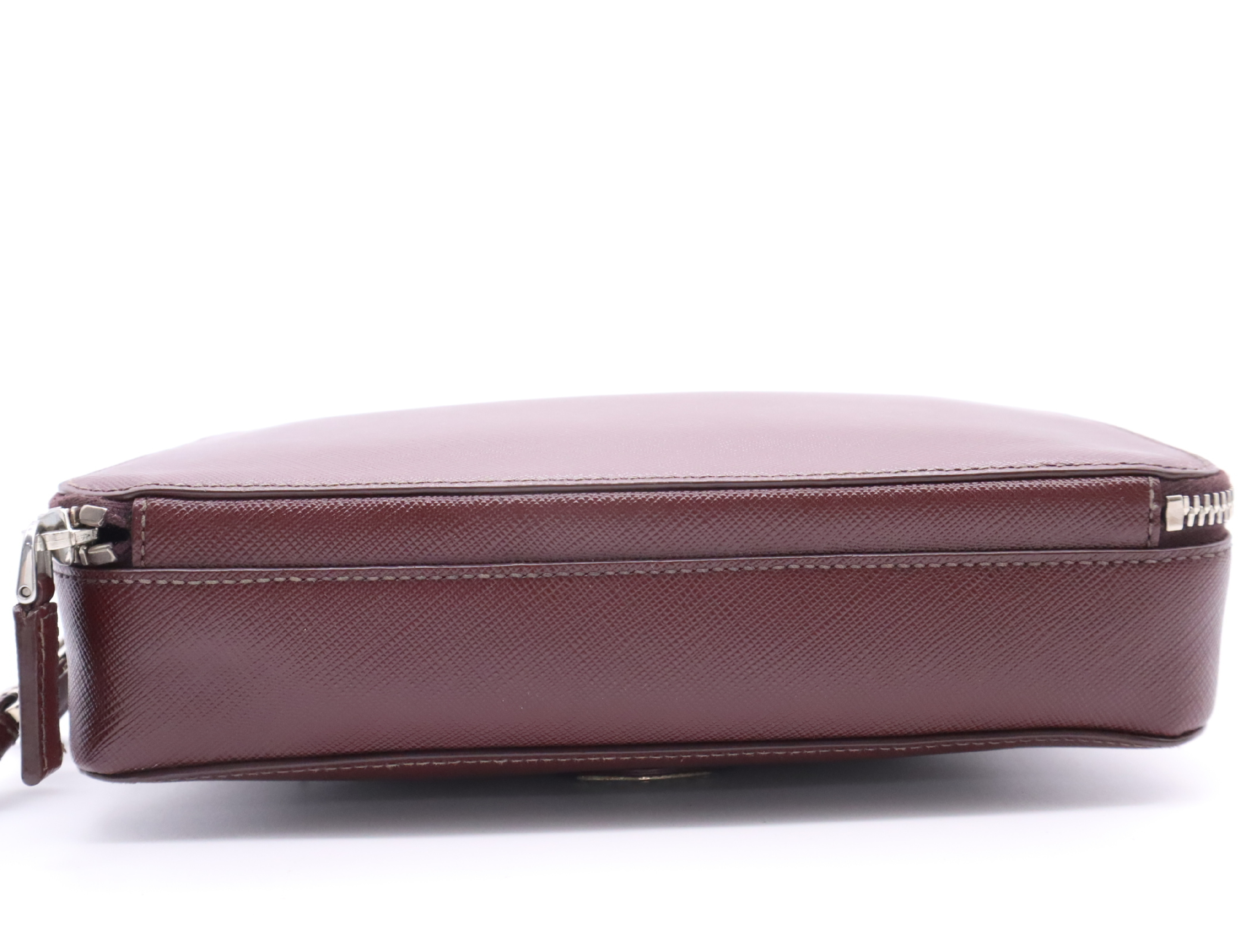 VR0052 Saffiano Logo Double Zip Second Bag Brown Second Bag — view 4