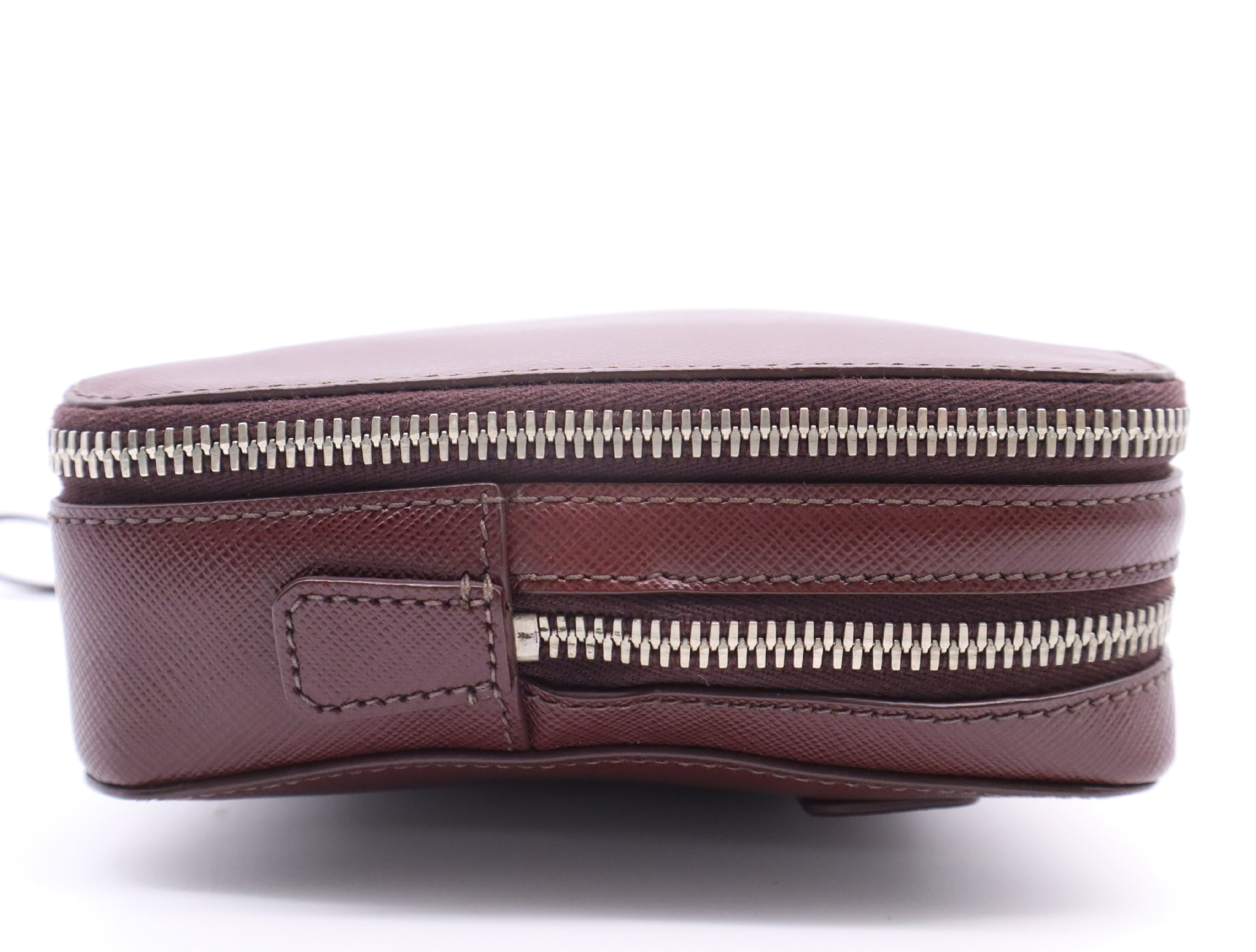 VR0052 Saffiano Logo Double Zip Second Bag Brown Second Bag — view 5