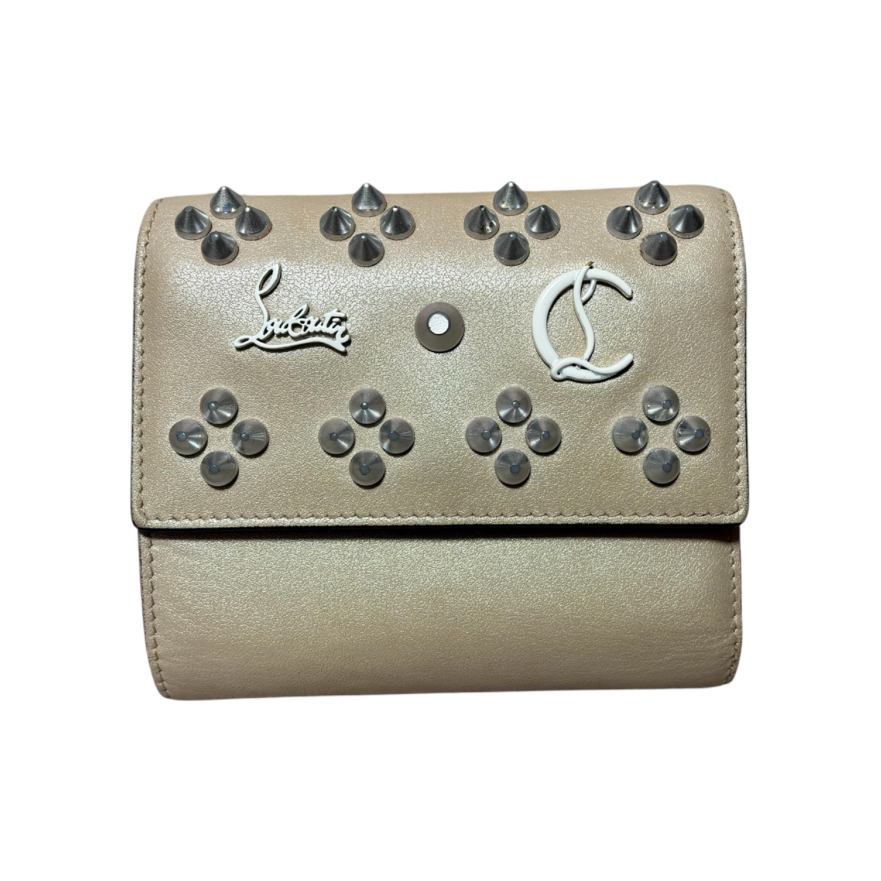 trifold wallet in pearl white — view 2