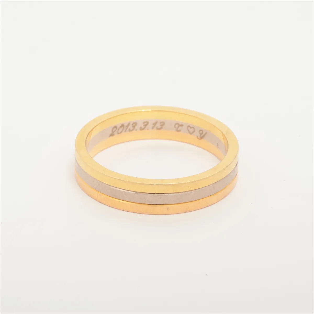 Vendôme Louis Cartier Three-Color Ring 750 (Yellow Gold x Pink Gold x White Gold) 7.5g Size 61 Initials CZL702 Dents and scratches — view 2
