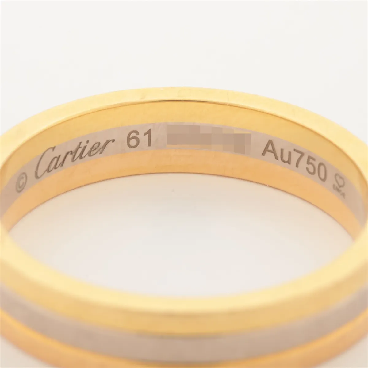 Vendôme Louis Cartier Three-Color Ring 750 (Yellow Gold x Pink Gold x White Gold) 7.5g Size 61 Initials CZL702 Dents and scratches — view 3