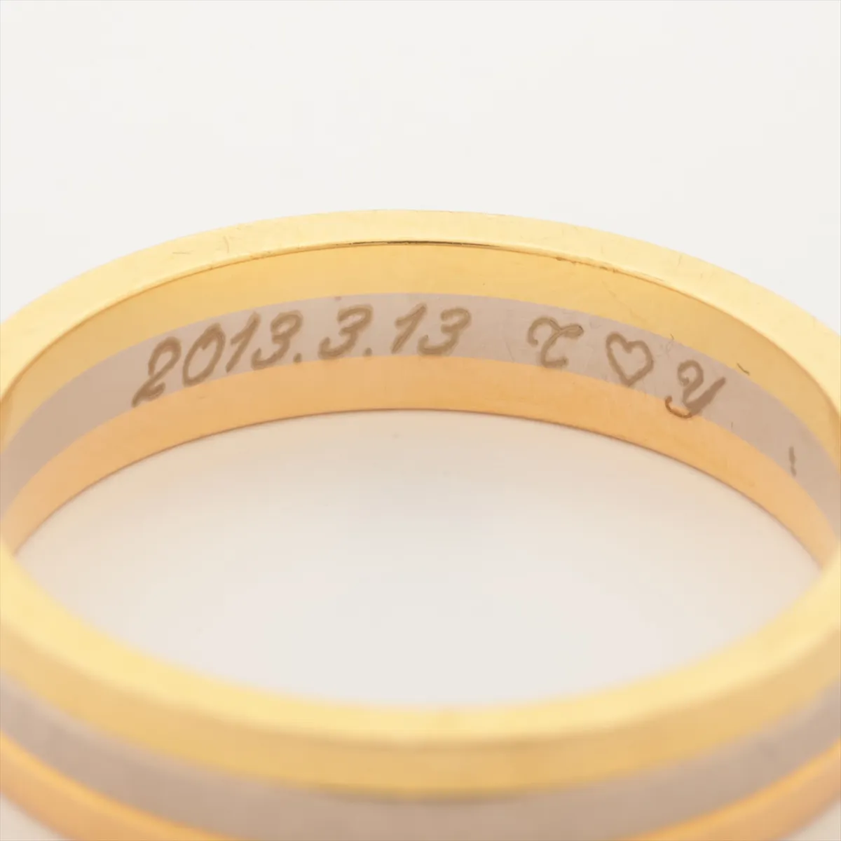 Vendôme Louis Cartier Three-Color Ring 750 (Yellow Gold x Pink Gold x White Gold) 7.5g Size 61 Initials CZL702 Dents and scratches — view 4