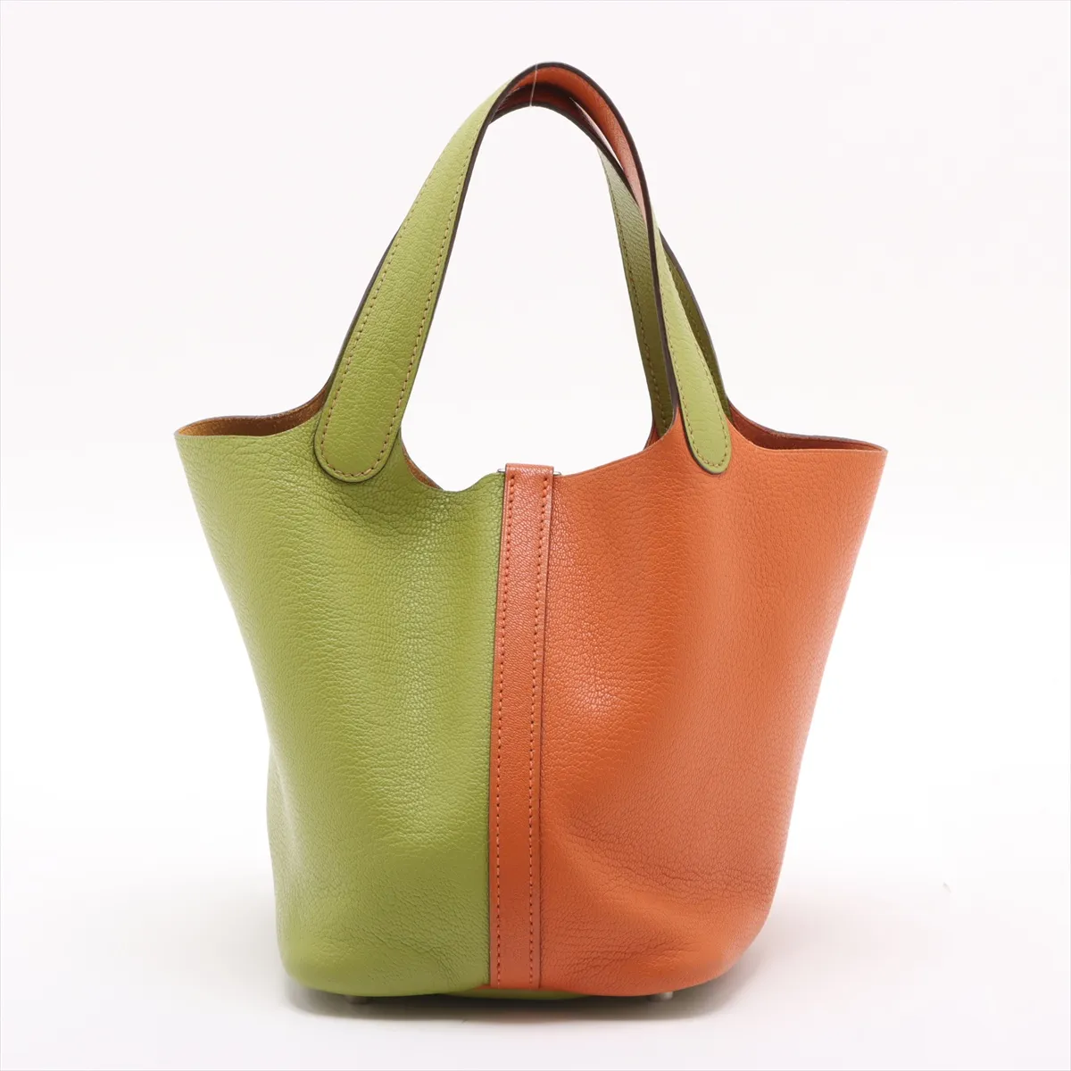 Picotin 18 PM Chevre Anise Green x Orange Silver hardware J:2006 — view 2