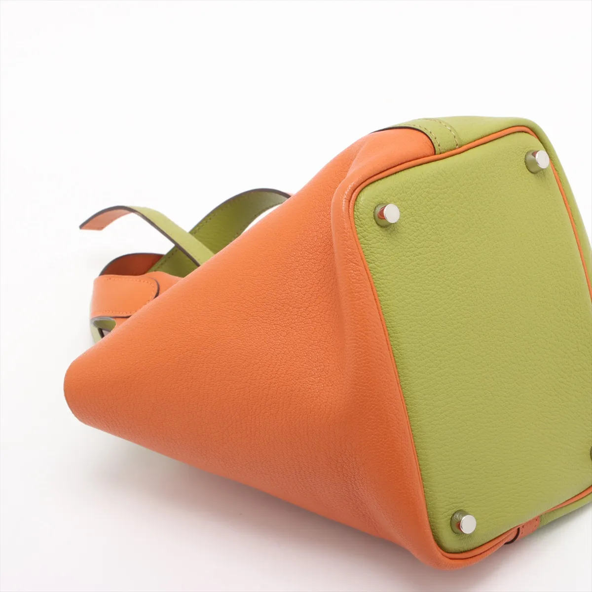 Picotin 18 PM Chevre Anise Green x Orange Silver hardware J:2006 — view 4