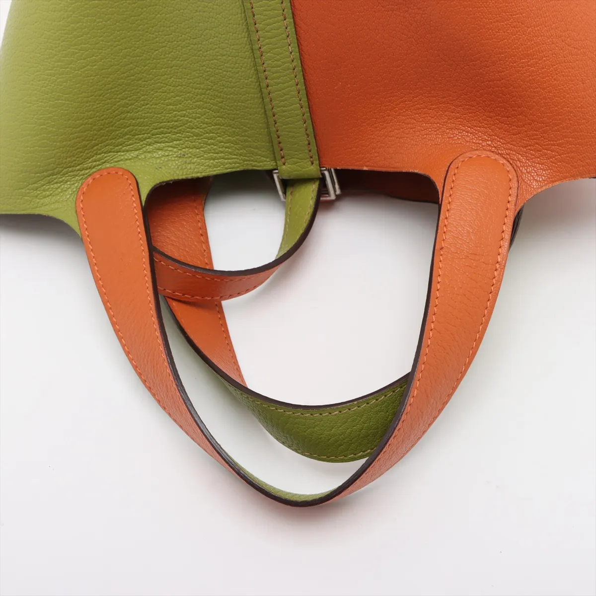 Picotin 18 PM Chevre Anise Green x Orange Silver hardware J:2006 — view 5