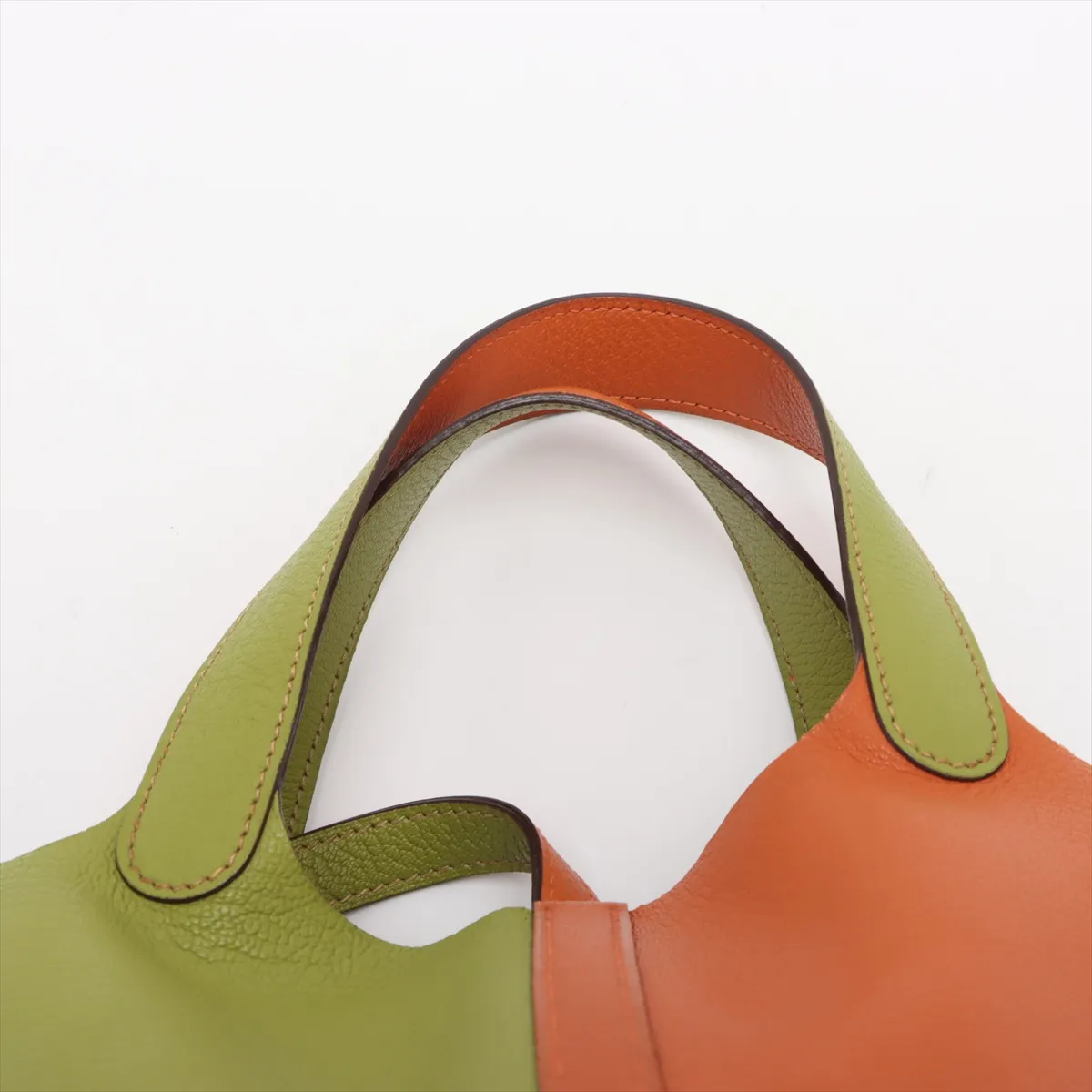 Picotin 18 PM Chevre Anise Green x Orange Silver hardware J:2006 — view 6