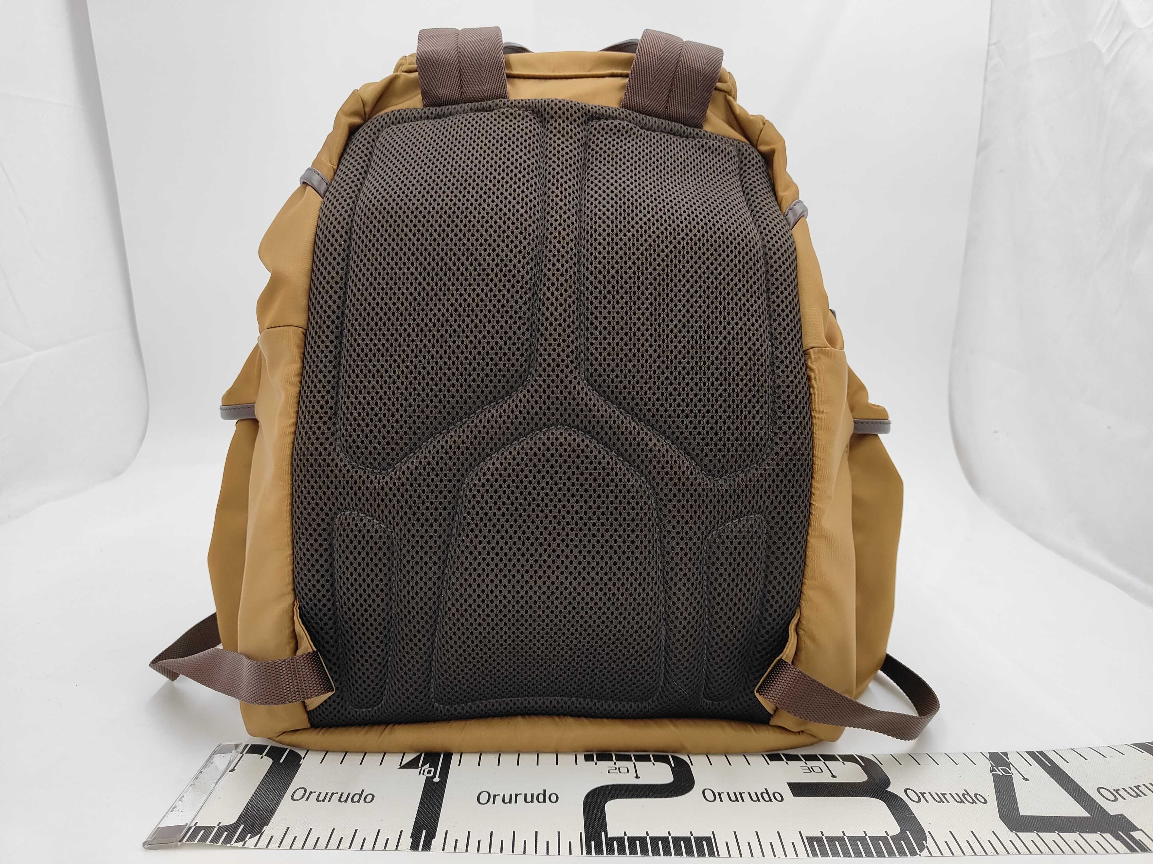Re-Nylon Leather Brown Camel Nylon Backpack Rucksack with Bag 2VZ117 RFID Rucksack — view 2