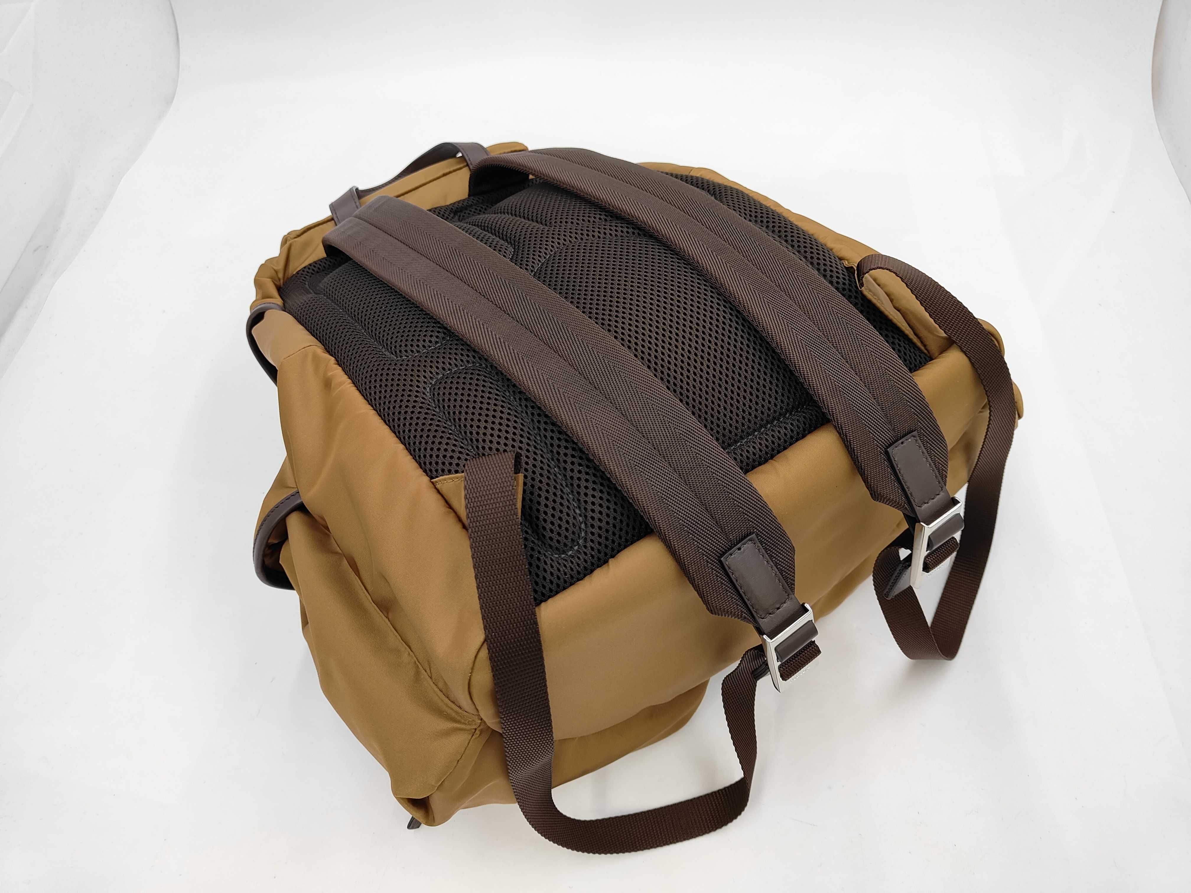 Re-Nylon Leather Brown Camel Nylon Backpack Rucksack with Bag 2VZ117 RFID Rucksack — view 3