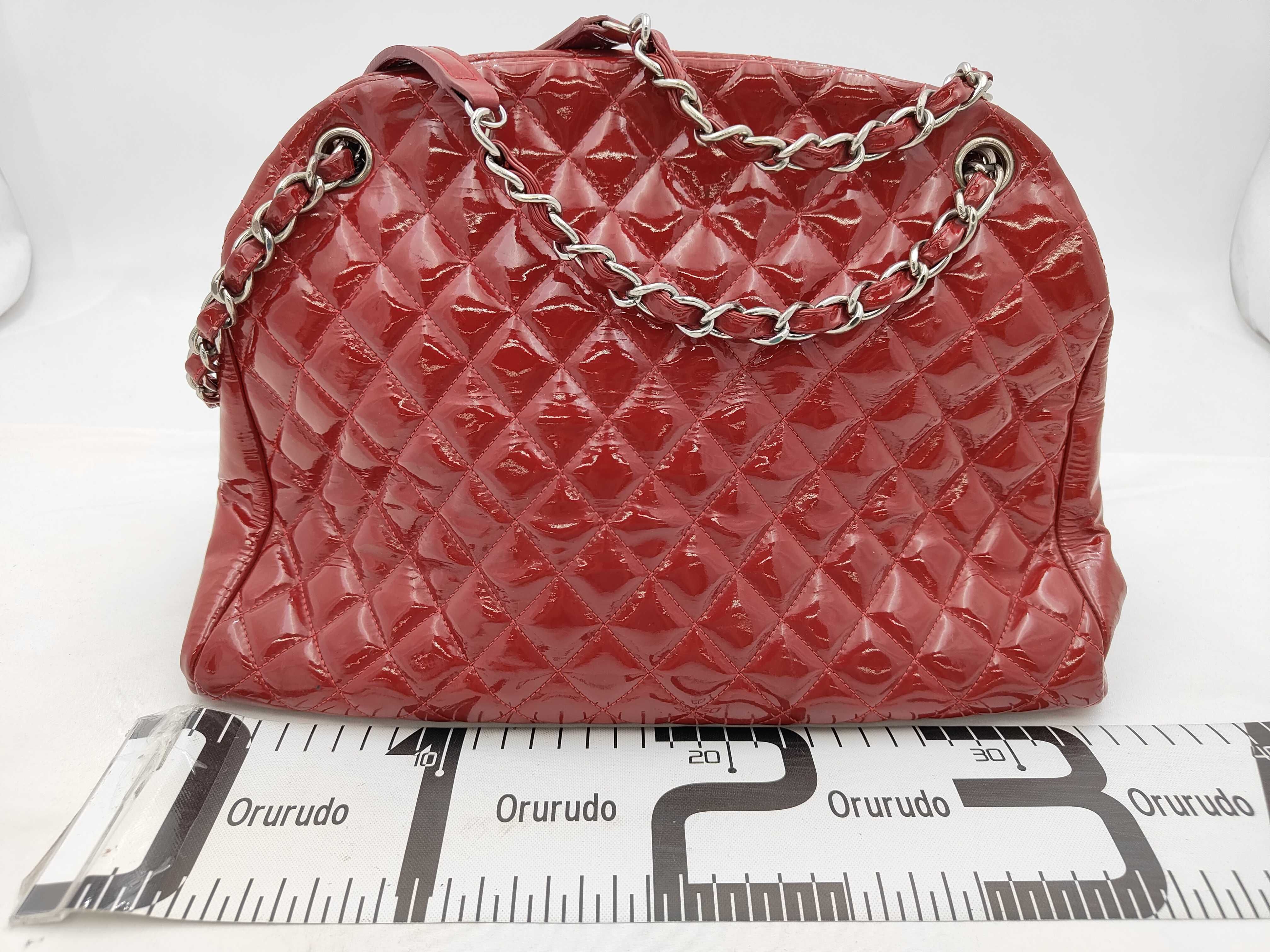 Mademoiselle Patent Leather Shoulder Bag (with original seal, serial number 5) - Red with Silver Hardware - Tote Bag — view 2