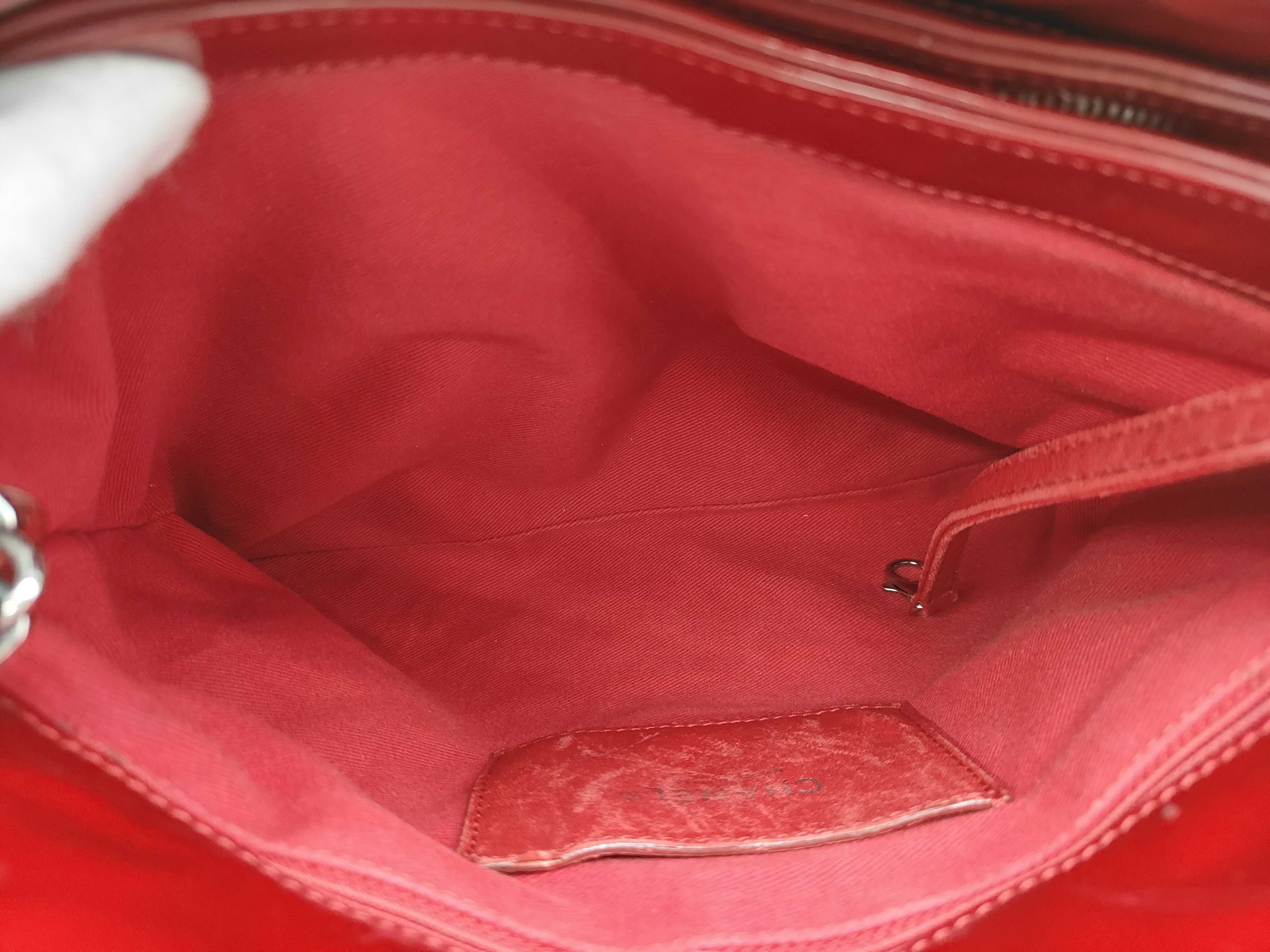 Mademoiselle Patent Leather Shoulder Bag (with original seal, serial number 5) - Red with Silver Hardware - Tote Bag — view 12