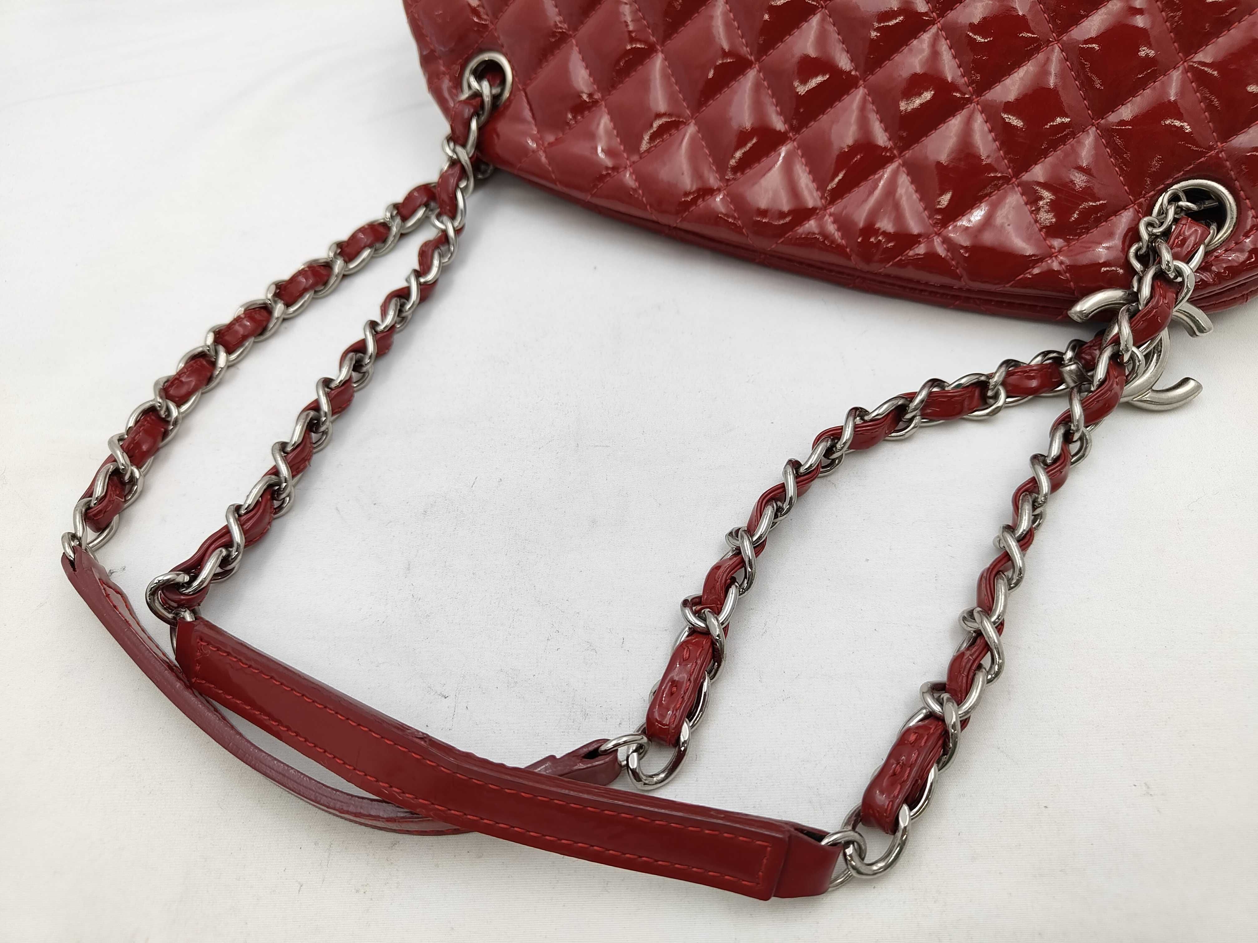 Mademoiselle Patent Leather Shoulder Bag (with original seal, serial number 5) - Red with Silver Hardware - Tote Bag — view 3
