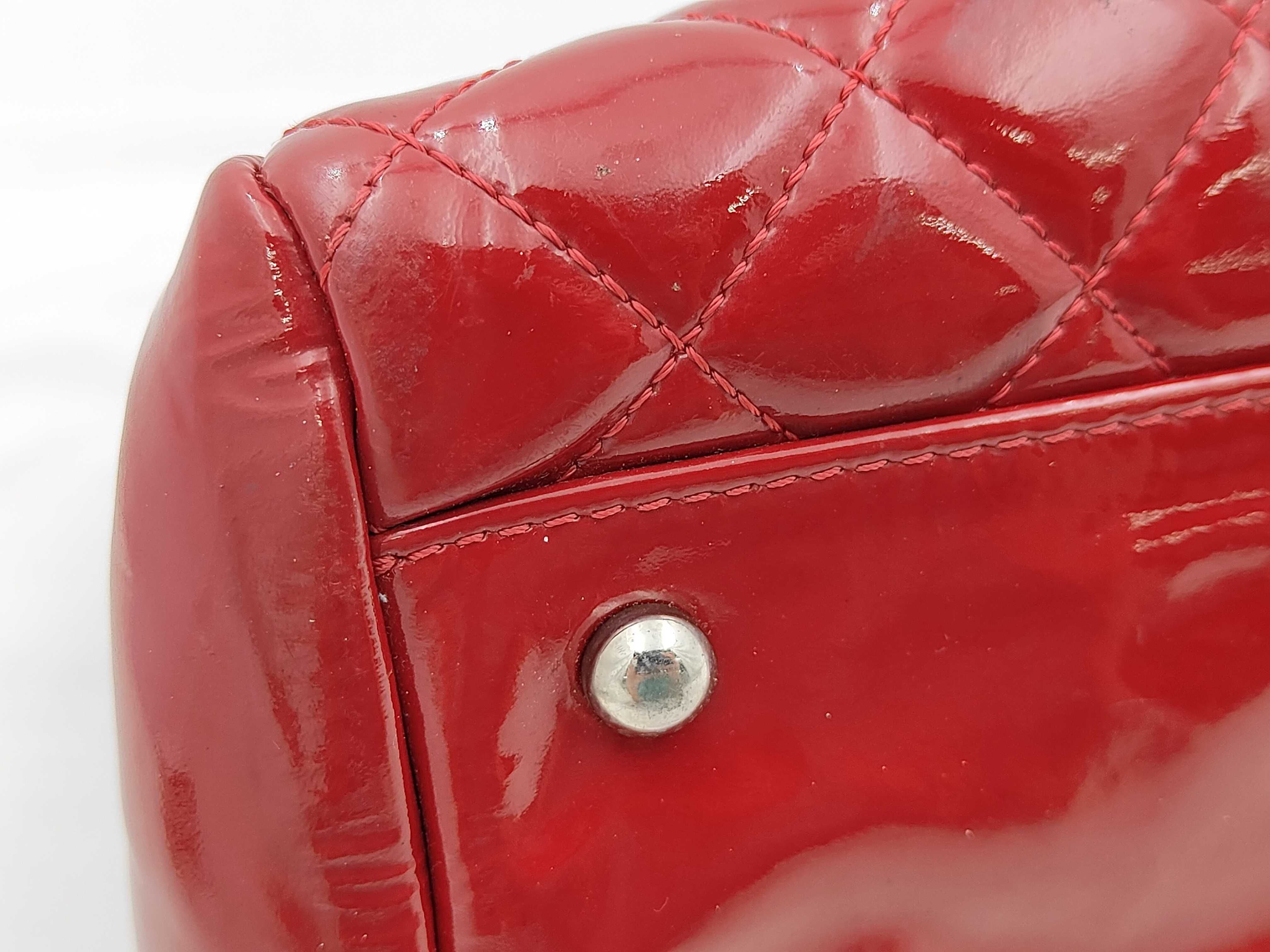 Mademoiselle Patent Leather Shoulder Bag (with original seal, serial number 5) - Red with Silver Hardware - Tote Bag — view 6