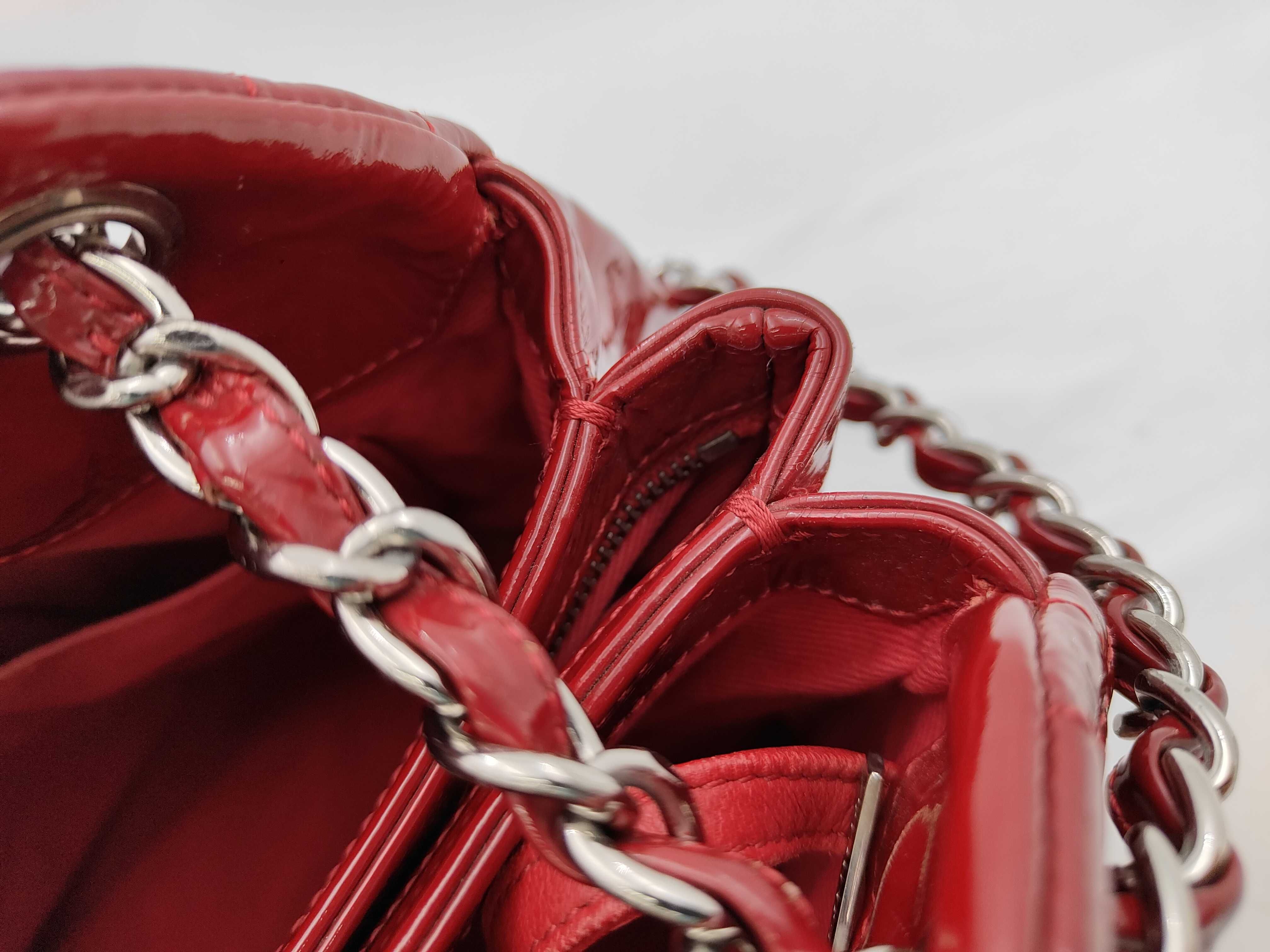 Mademoiselle Patent Leather Shoulder Bag (with original seal, serial number 5) - Red with Silver Hardware - Tote Bag — view 8