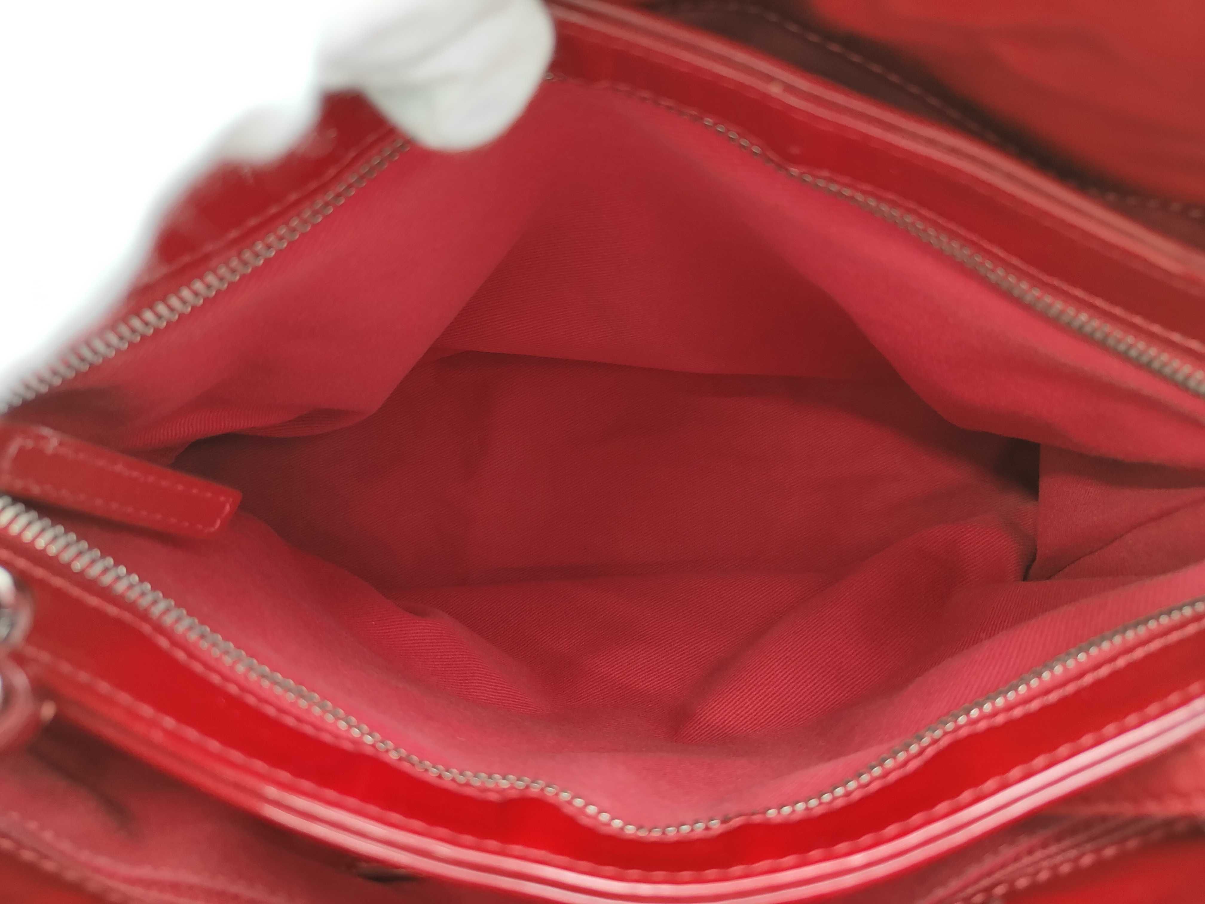 Mademoiselle Patent Leather Shoulder Bag (with original seal, serial number 5) - Red with Silver Hardware - Tote Bag — view 9