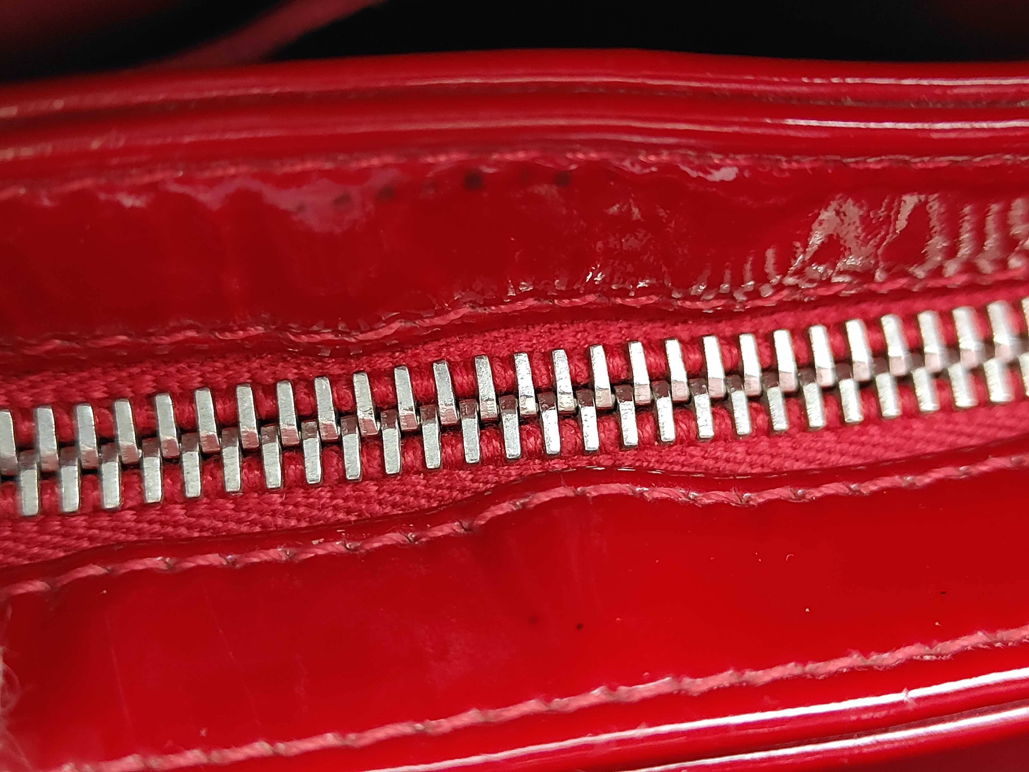 Mademoiselle Patent Leather Shoulder Bag (with original seal, serial number 5) - Red with Silver Hardware - Tote Bag — view 10