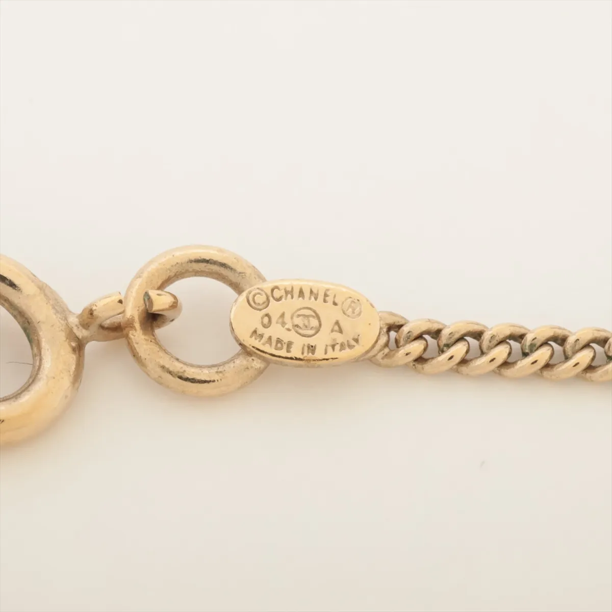 Coco Mark 04A Necklace, GP x Resin x Rhinestone, Gold x Pink. Shows — view 4