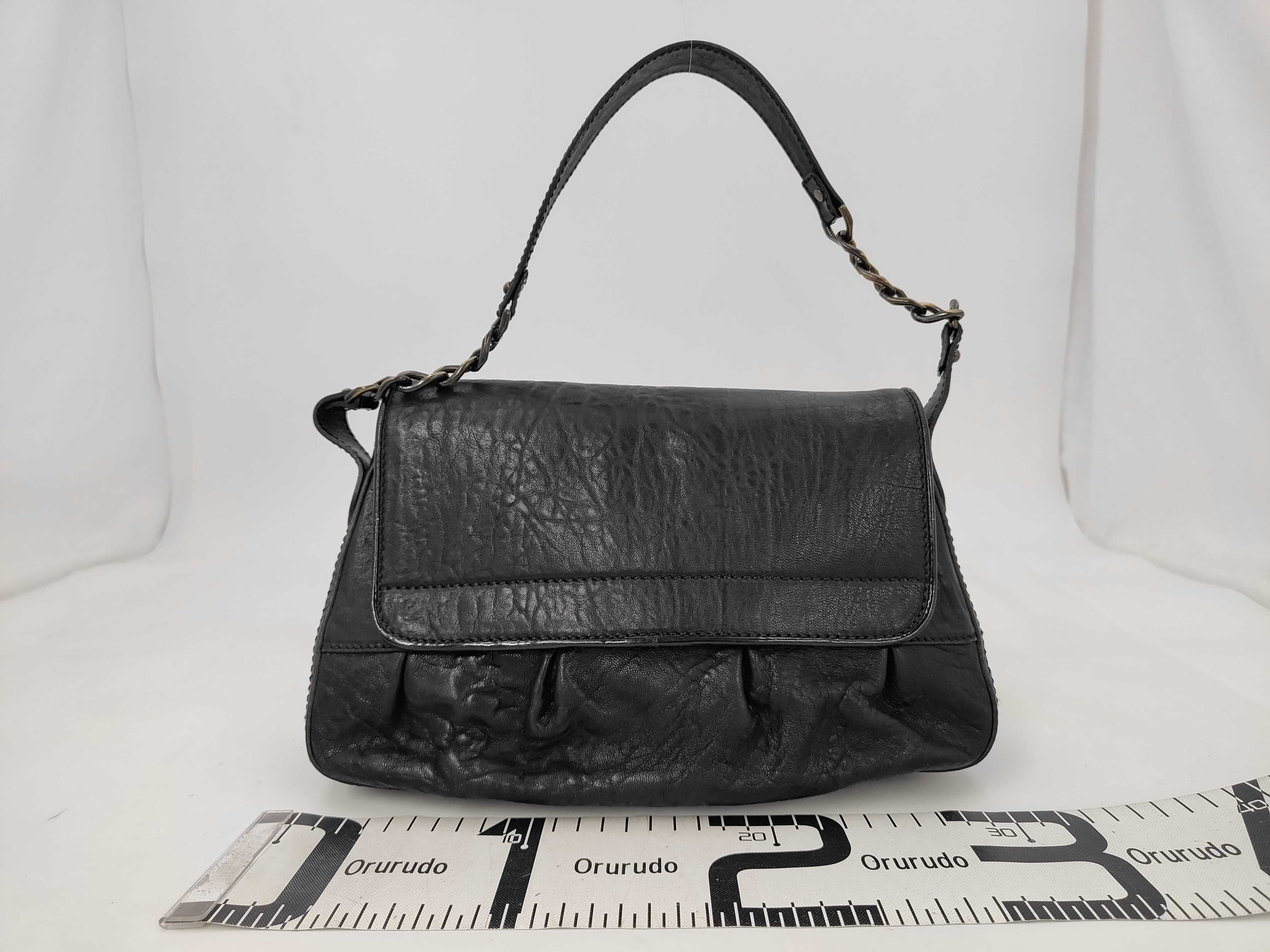 One-Shoulder Leather Handbag, Black — view 2