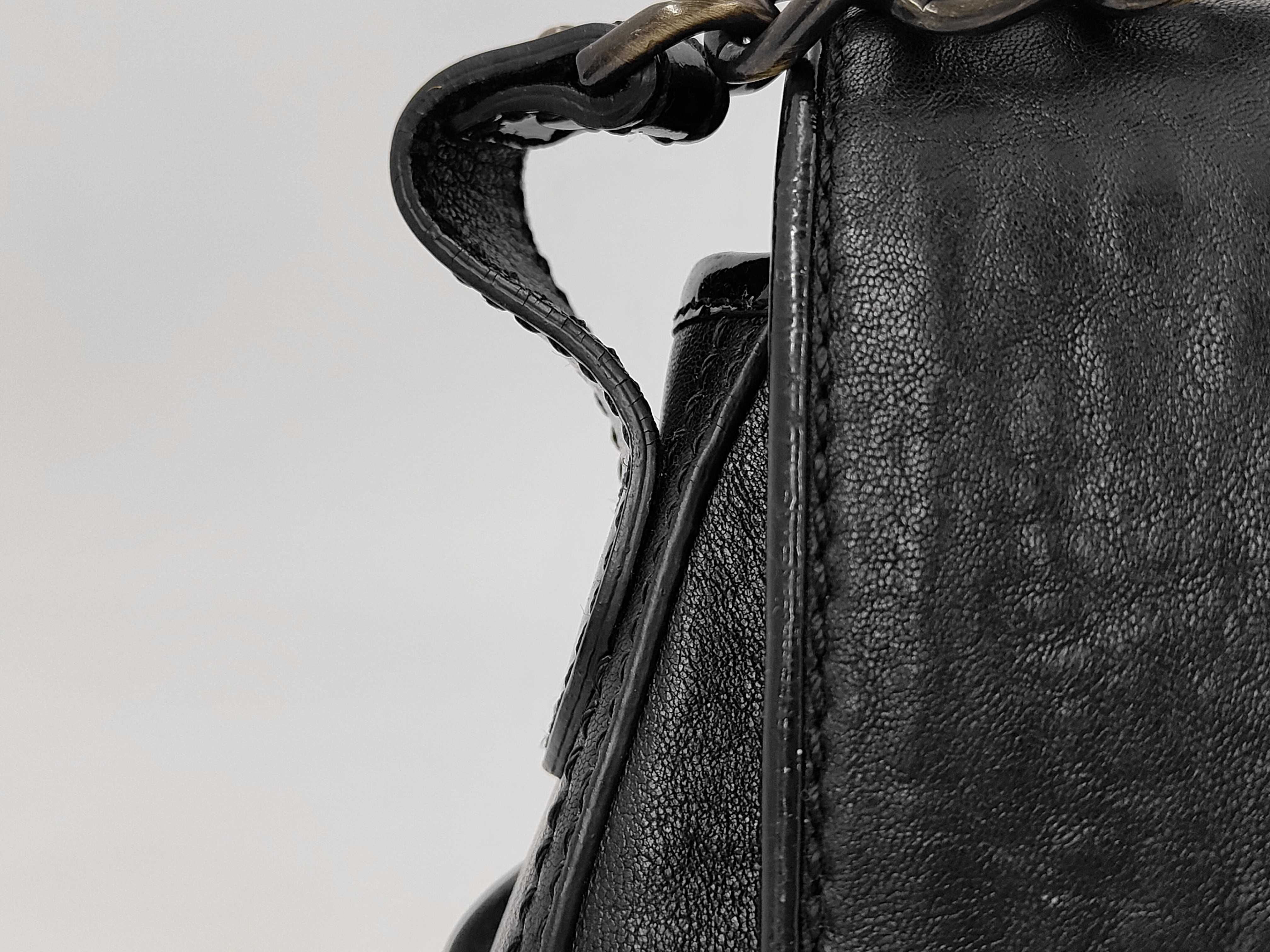 One-Shoulder Leather Handbag, Black — view 3