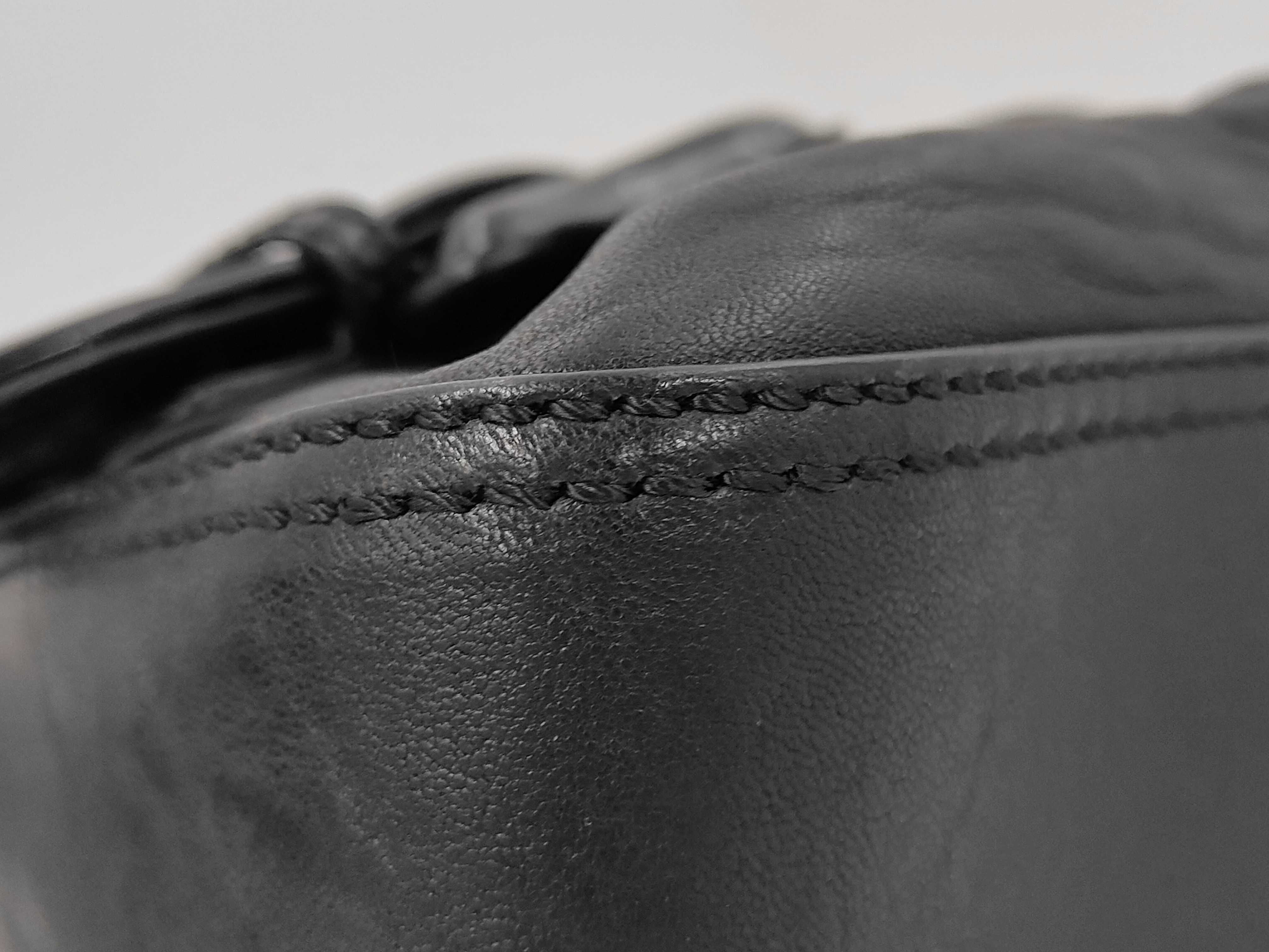 One-Shoulder Leather Handbag, Black — view 7