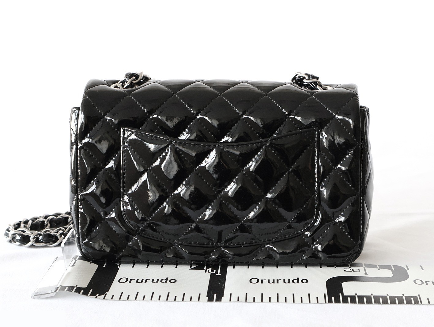 Mini Matelassé 20 Enamel Chain Shoulder Bag, Black — view 2