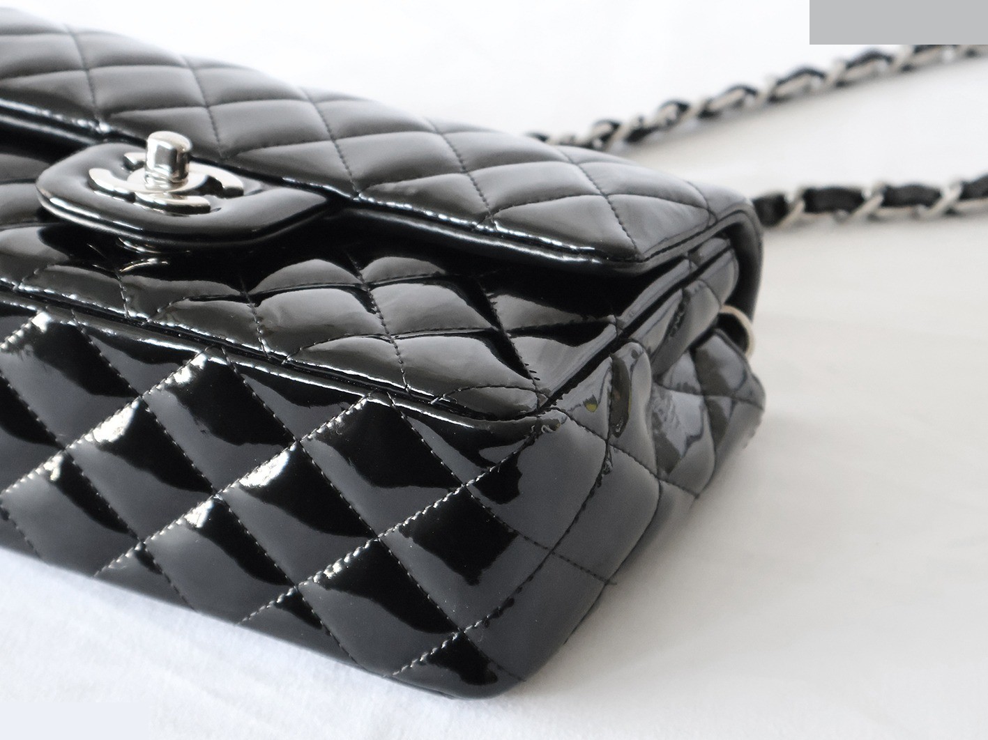 Mini Matelassé 20 Enamel Chain Shoulder Bag, Black — view 4