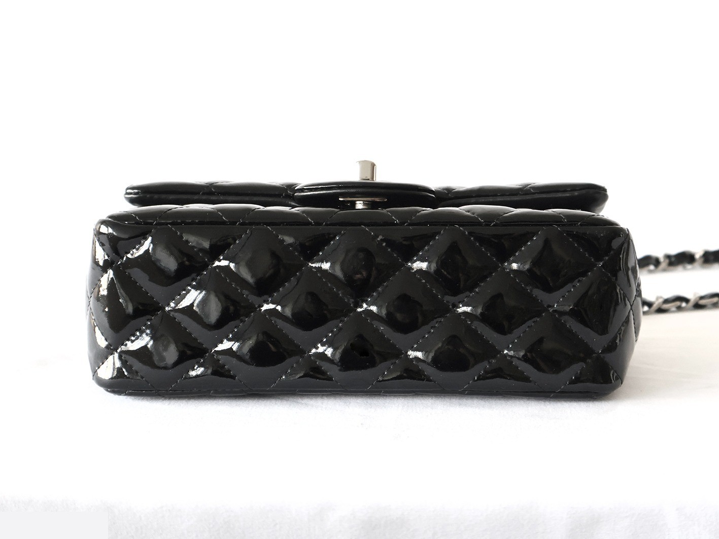 Mini Matelassé 20 Enamel Chain Shoulder Bag, Black — view 5