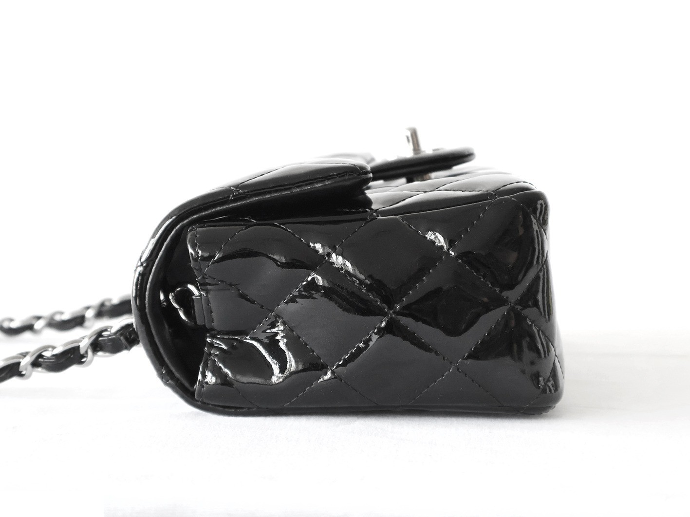 Mini Matelassé 20 Enamel Chain Shoulder Bag, Black — view 6