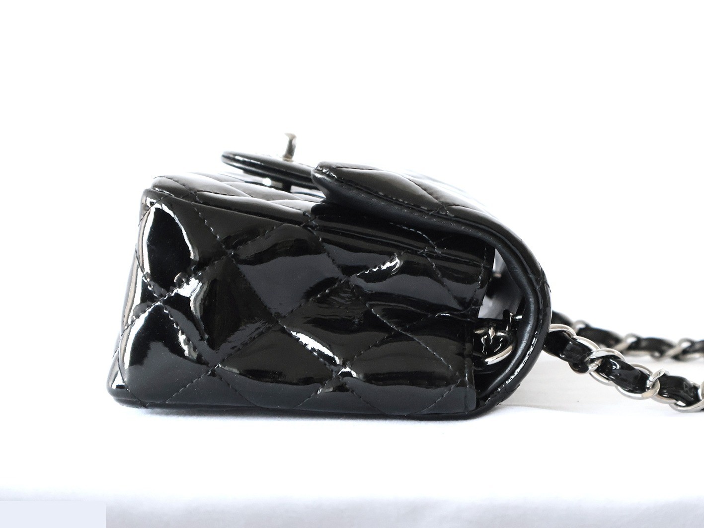 Mini Matelassé 20 Enamel Chain Shoulder Bag, Black — view 7