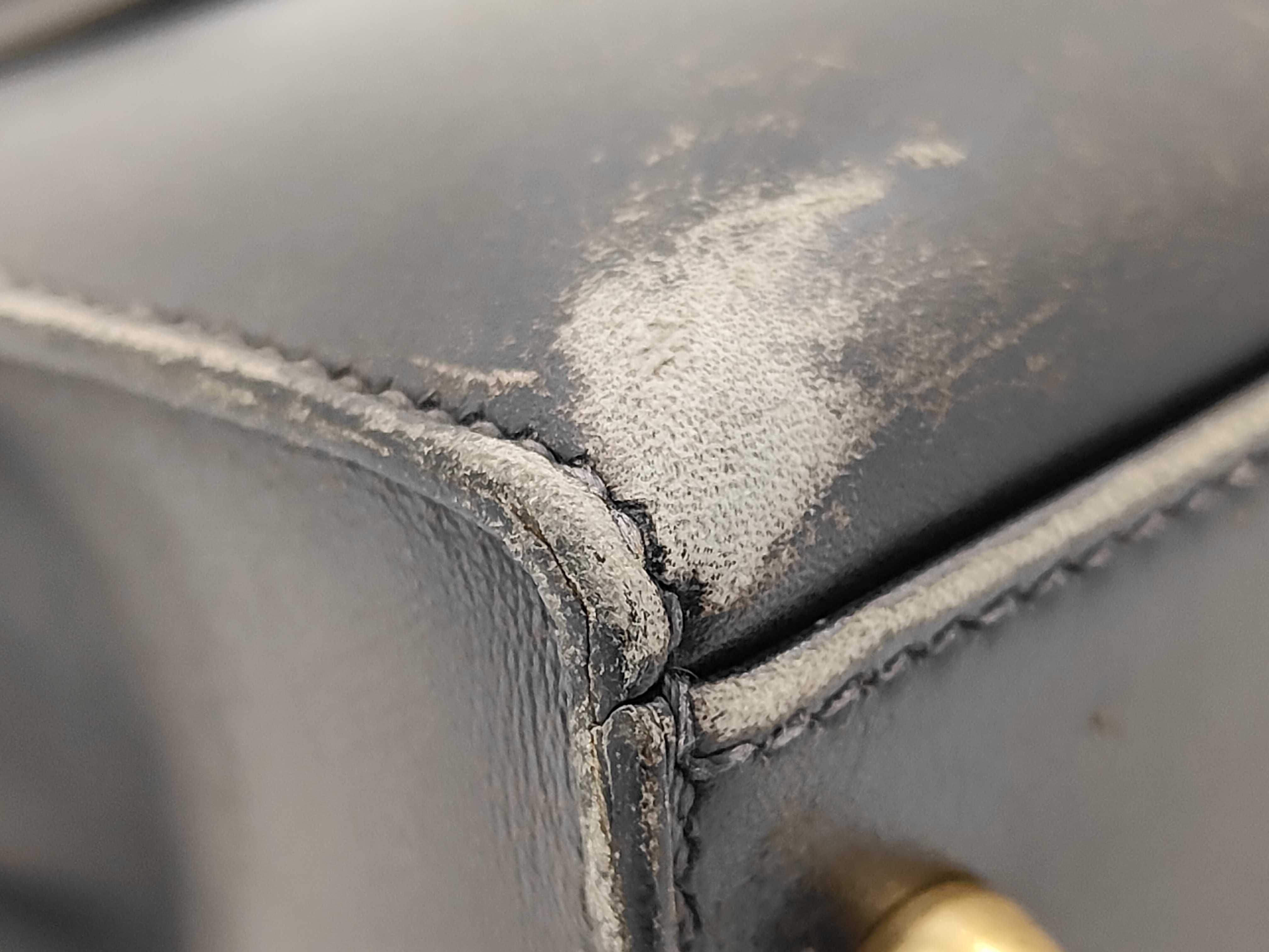 Kelly 28, black, box, gold hardware, handbag. — view 6