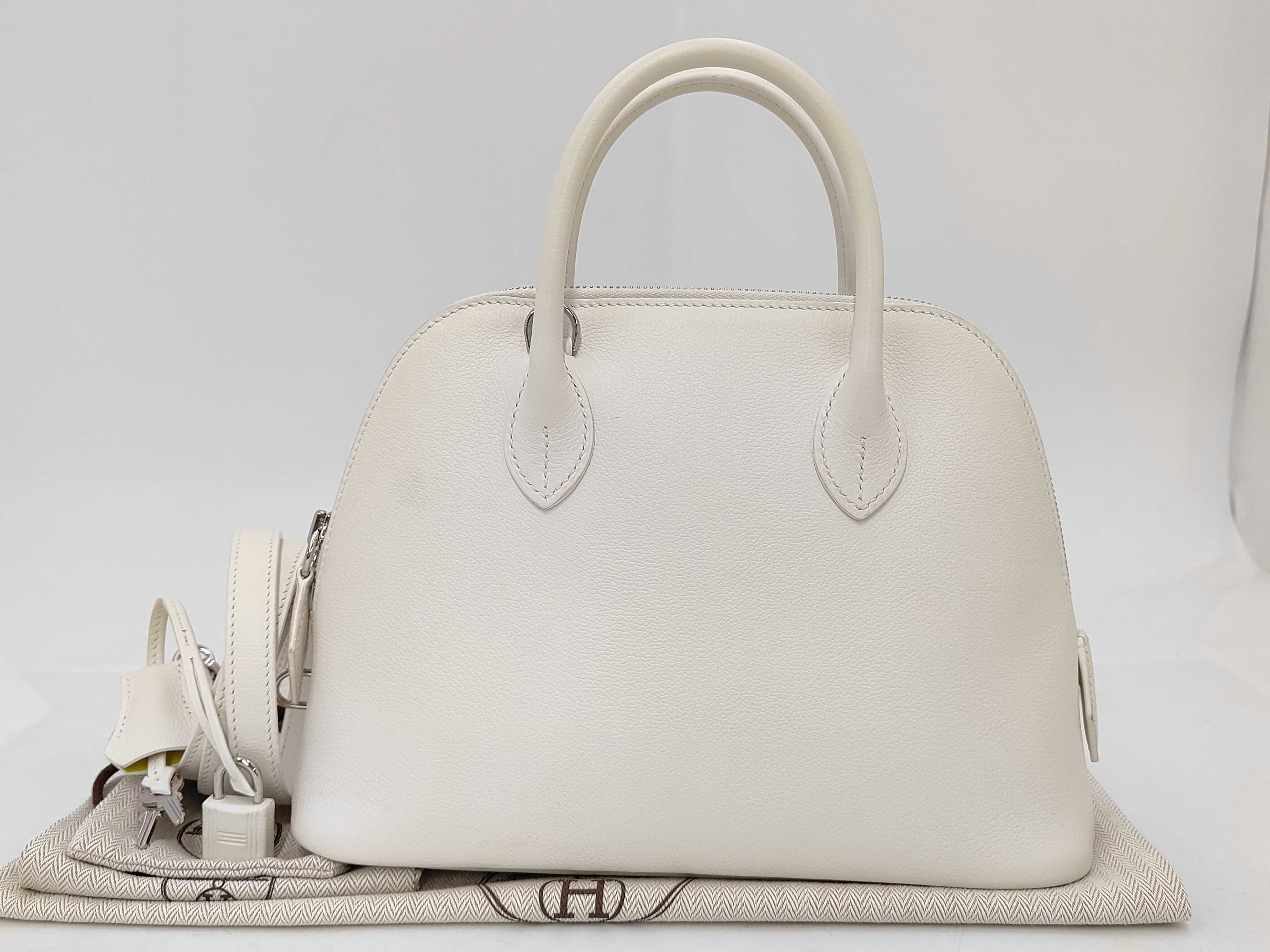 Bolide 1923 25 B stamp Evercolor White Lime Stainless Steel Handbag