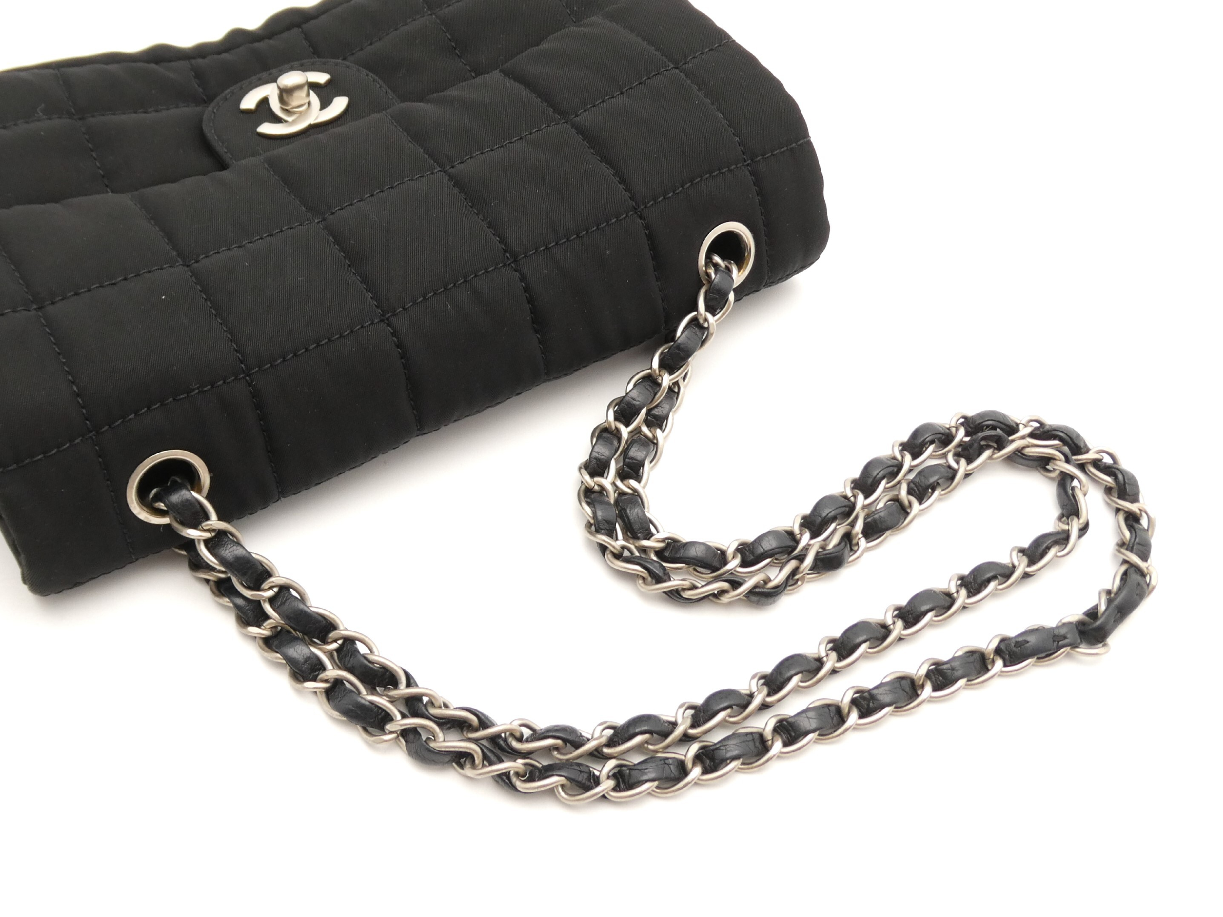 Chocolate Bar Coco Mark Nylon Double Chain Shoulder Bag — view 6