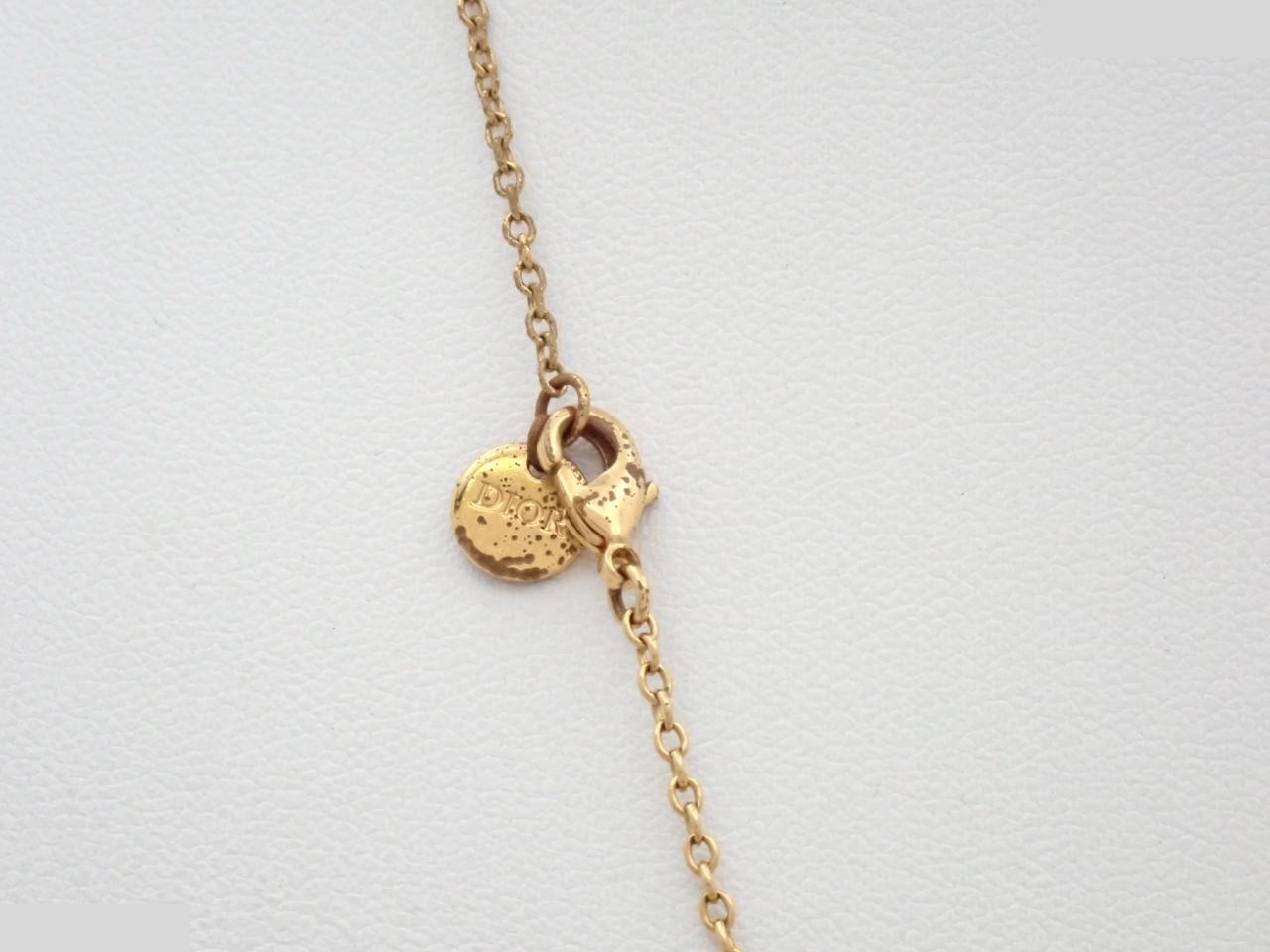 CD logo rhinestone necklace, gold color, neck circumference approximately 56cm — view 2