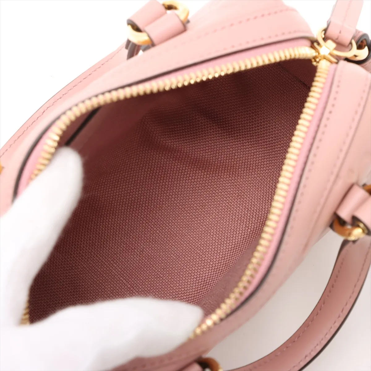 GG Super Mini Leather 2WAY Handbag Pink 790130 — view 8
