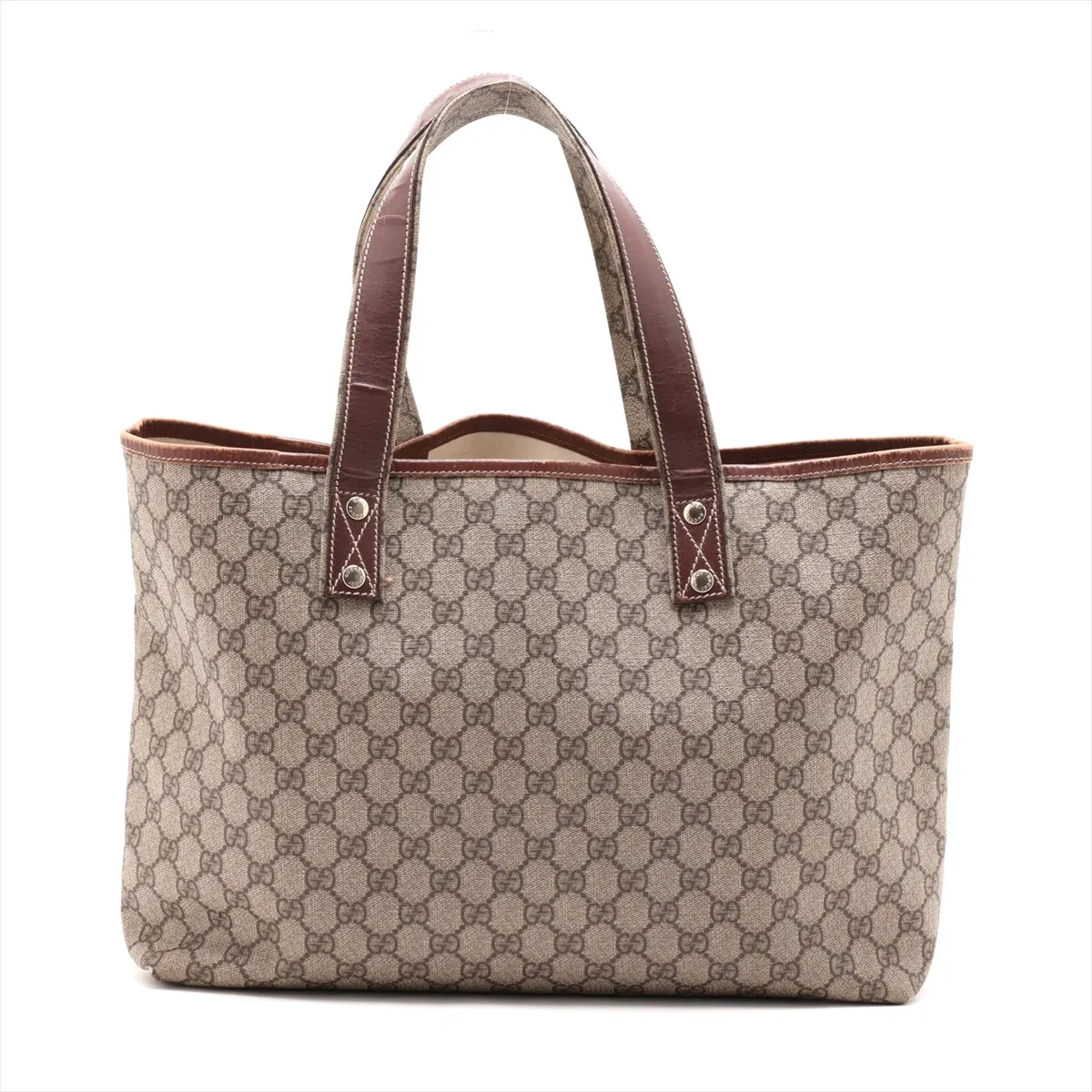 GG Supreme PVC x Leather Tote Bag, Beige x Brown, 211134 — view 2