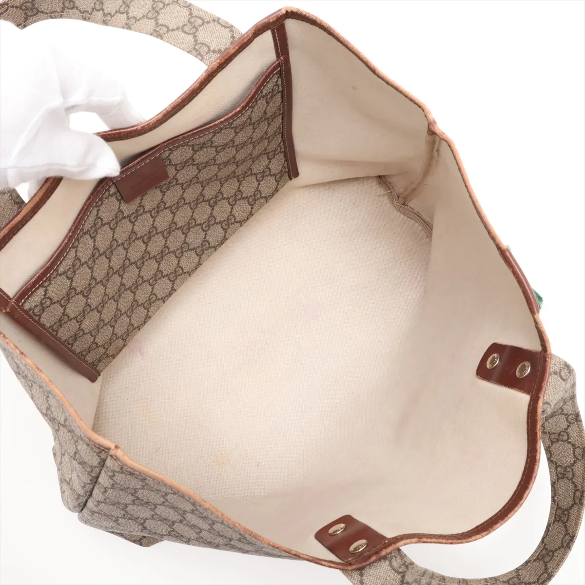 GG Supreme PVC x Leather Tote Bag, Beige x Brown, 211134 — view 7