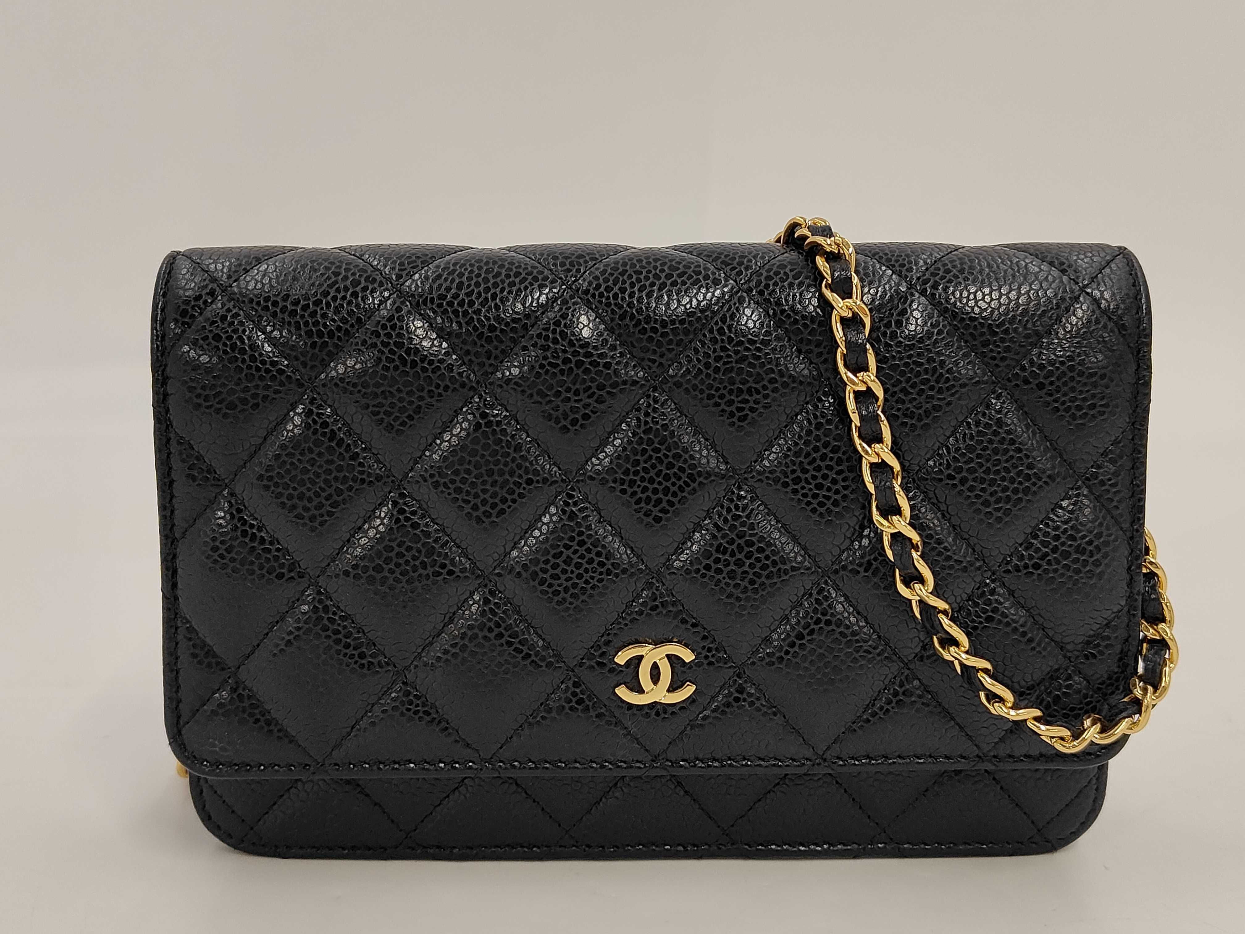 Caviar Skin Black Chain Wallet, Serial Number 29, Shoulder Bag
