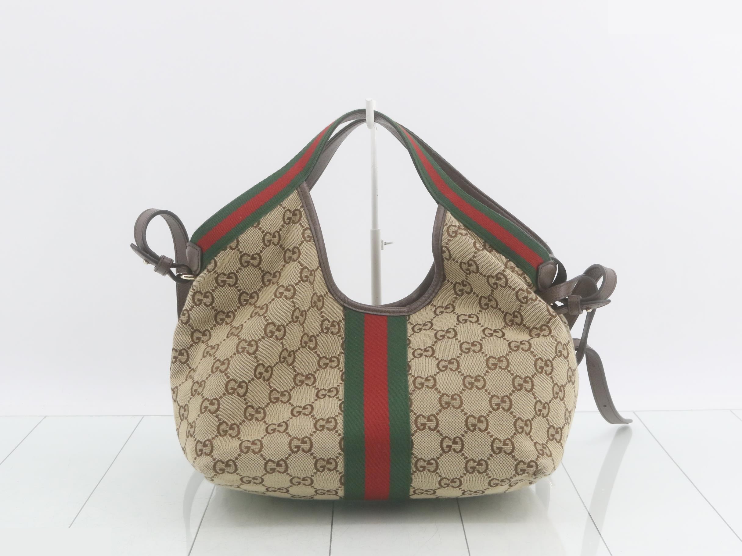 GG Canvas Gillio 2-Way Tote Bag, Canvas/Leather, Brown — view 2
