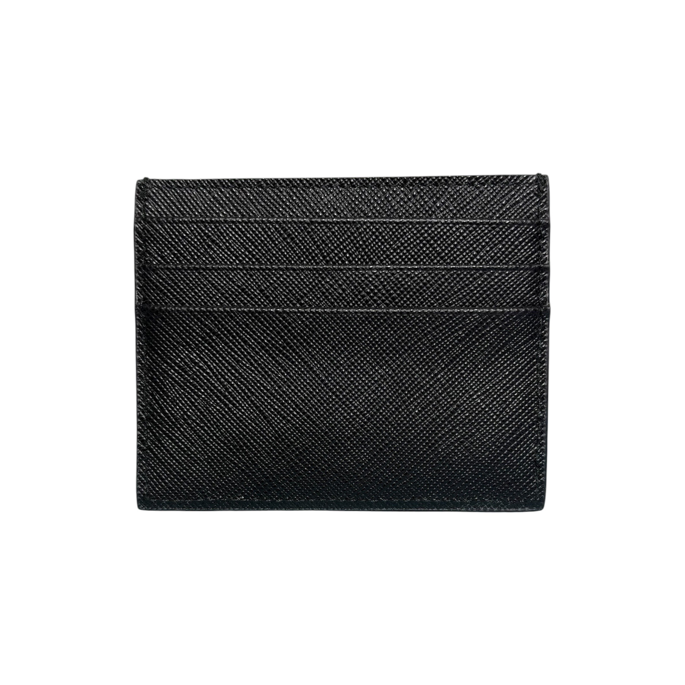 Saffiano Triangle Logo Card Case, Black — view 2