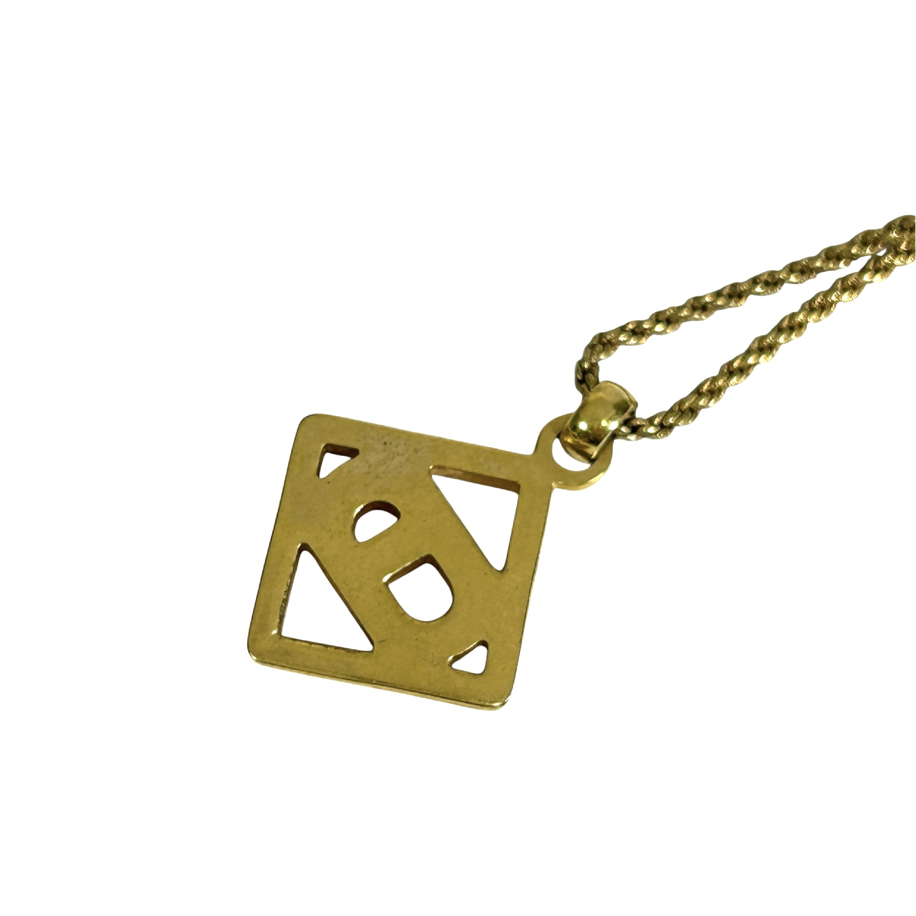 CD logo rhinestone square necklace, 44cm total length, 2cm pendant width, with stones, gold-toned. — view 3