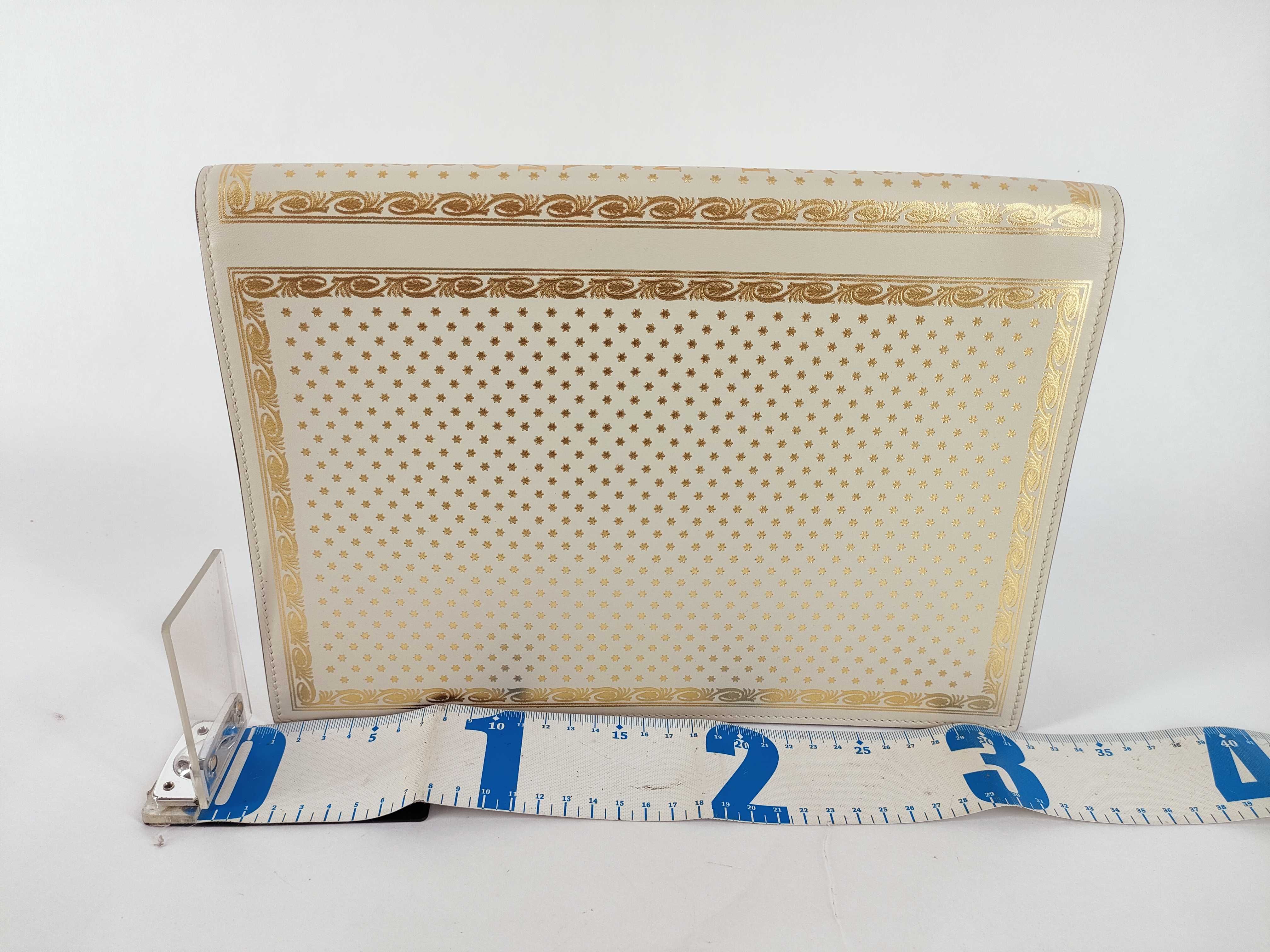 Guccissie Leather Clutch Bag Beige 510422 Star Engraved Clutch Bag — view 2