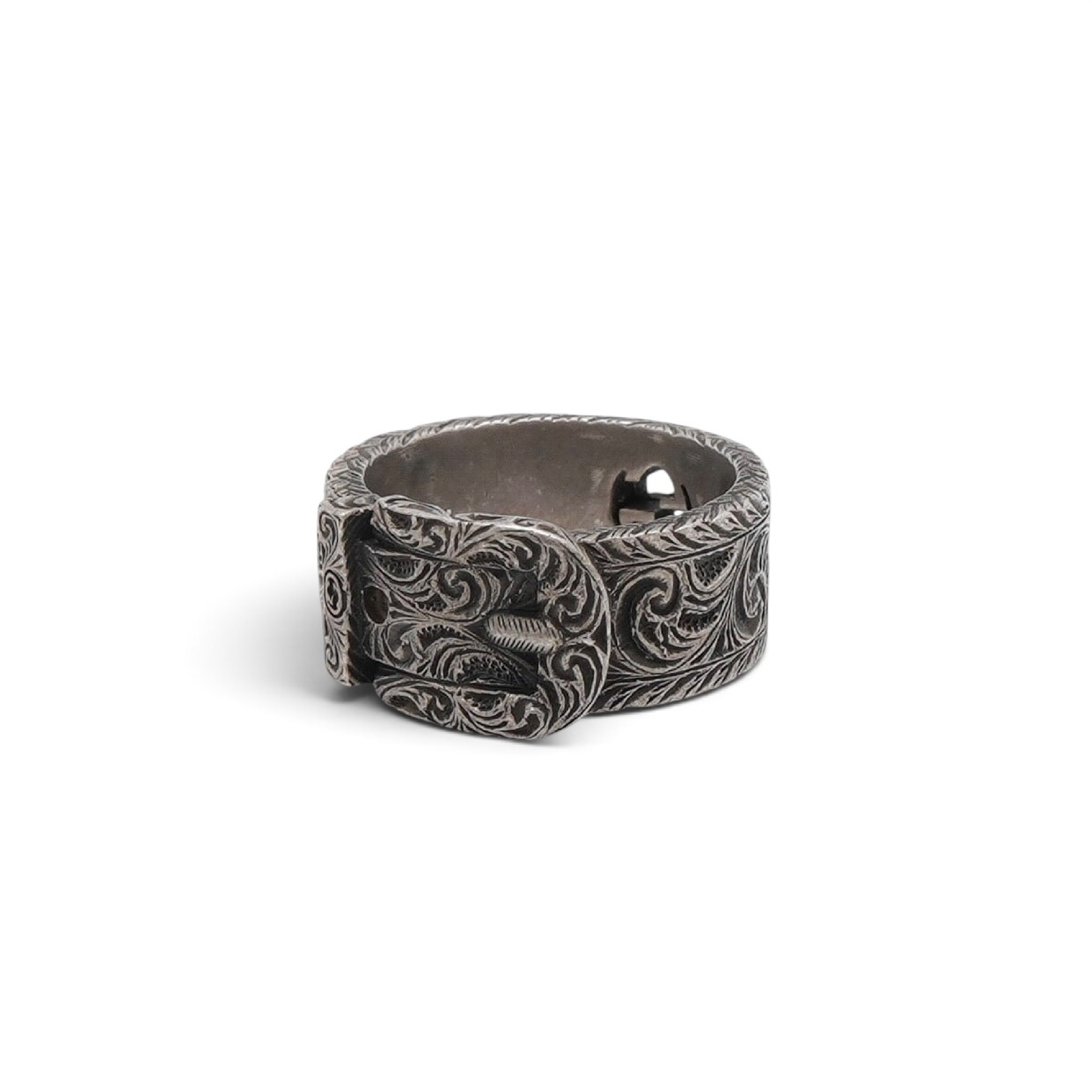 belt motif ring, sterling silver (925), men's size 23.5.