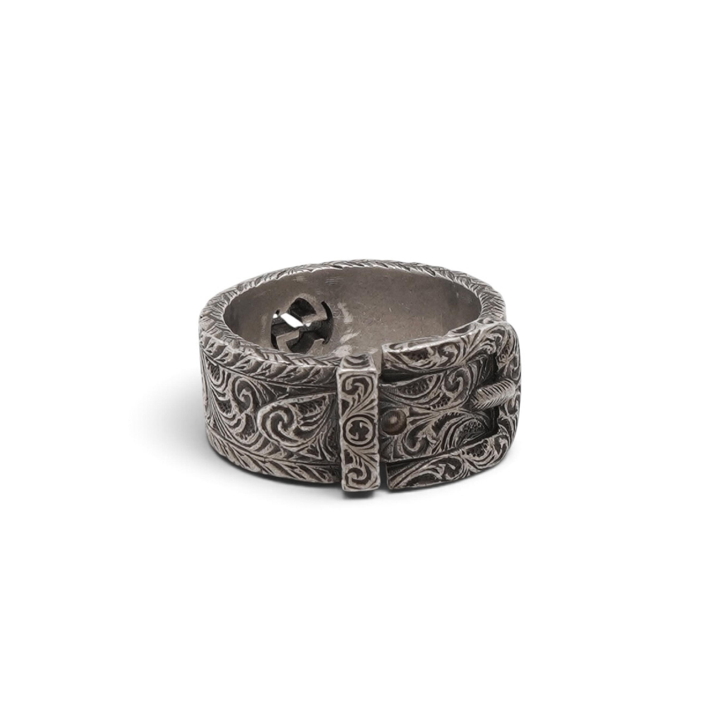 belt motif ring, sterling silver (925), men's size 23.5. — view 2