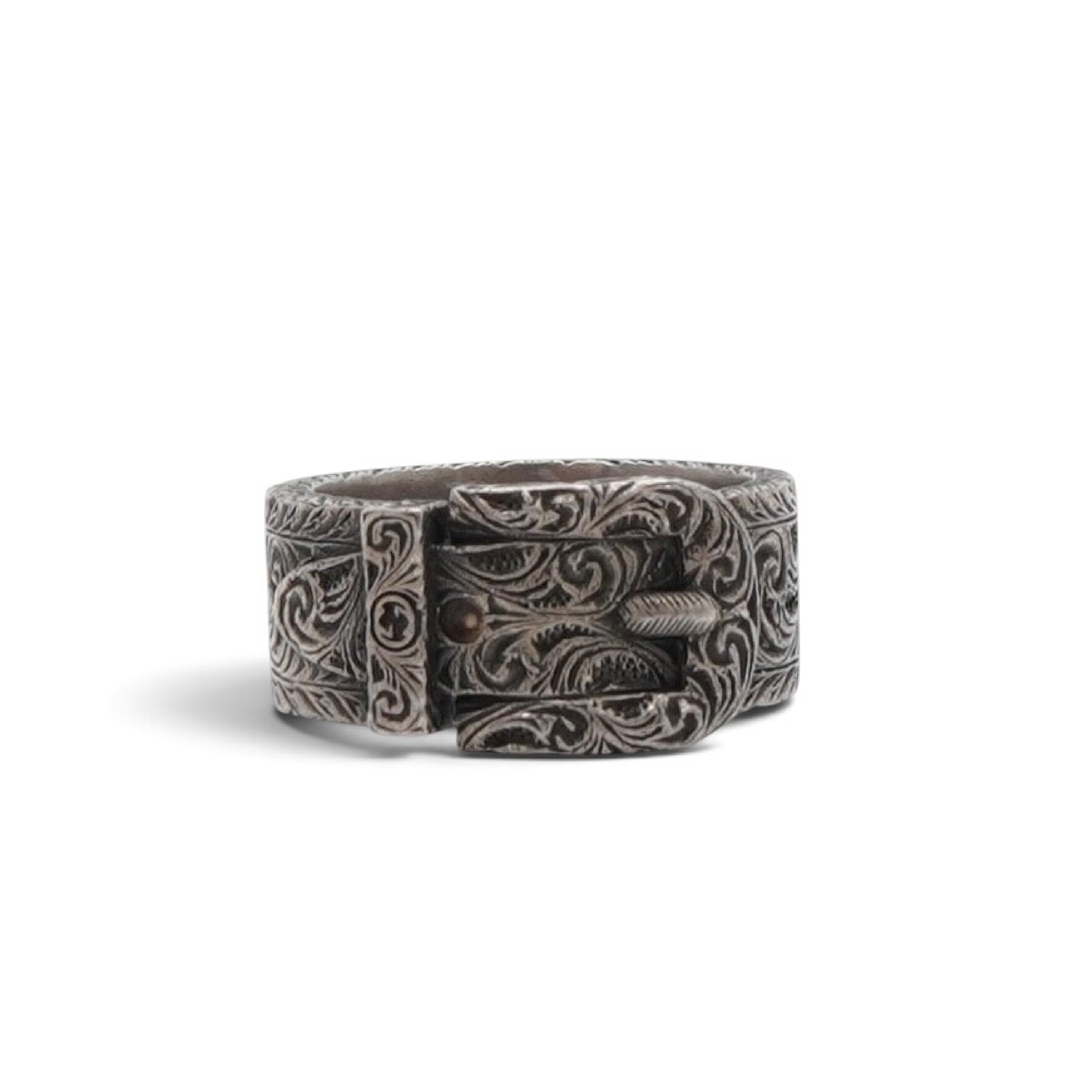 belt motif ring, sterling silver (925), men's size 23.5. — view 3