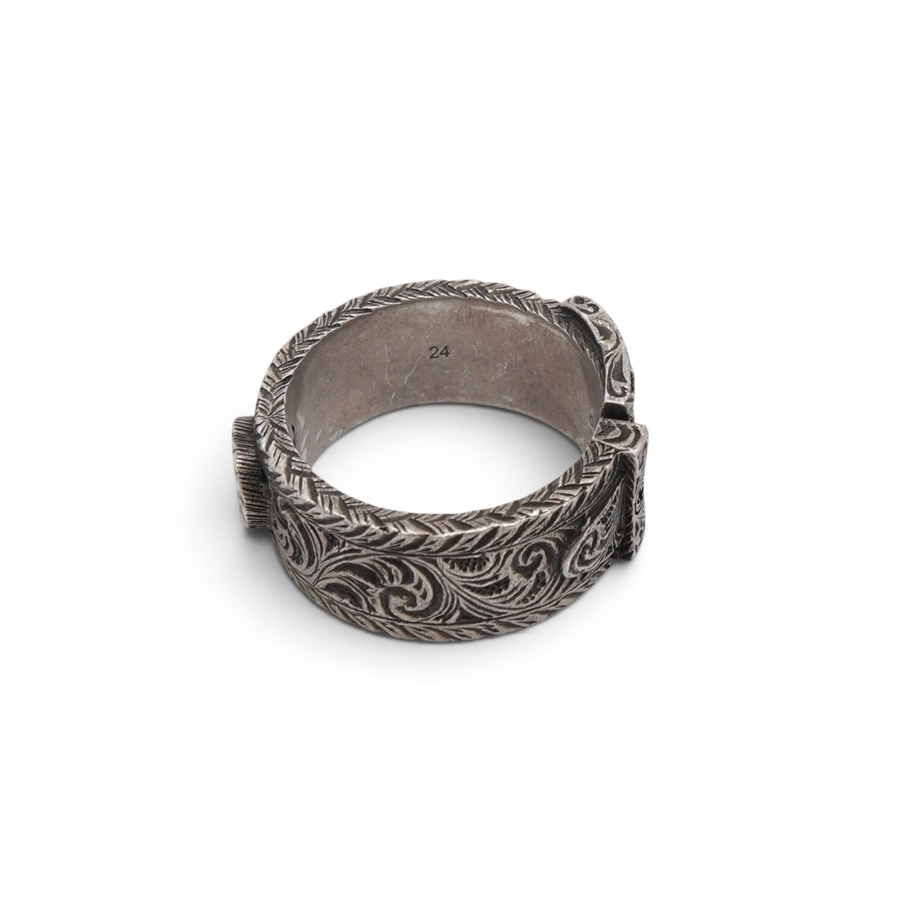 belt motif ring, sterling silver (925), men's size 23.5. — view 6