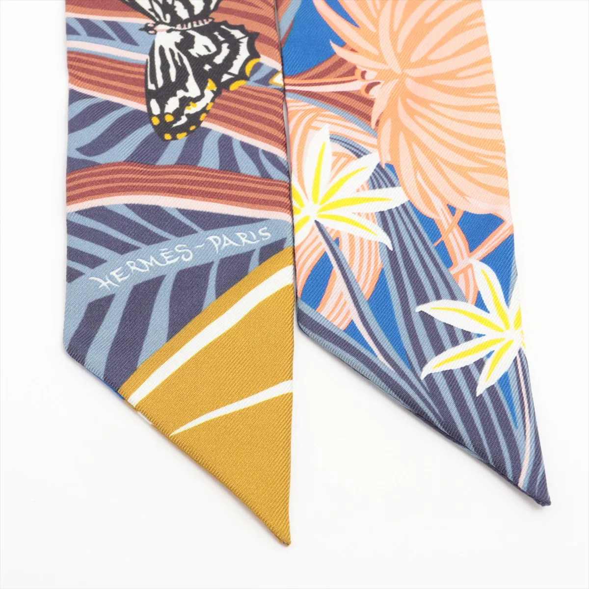Twilly JAGUAR QUETZAL Scarf Silk Brown x Blue Thread — view 2