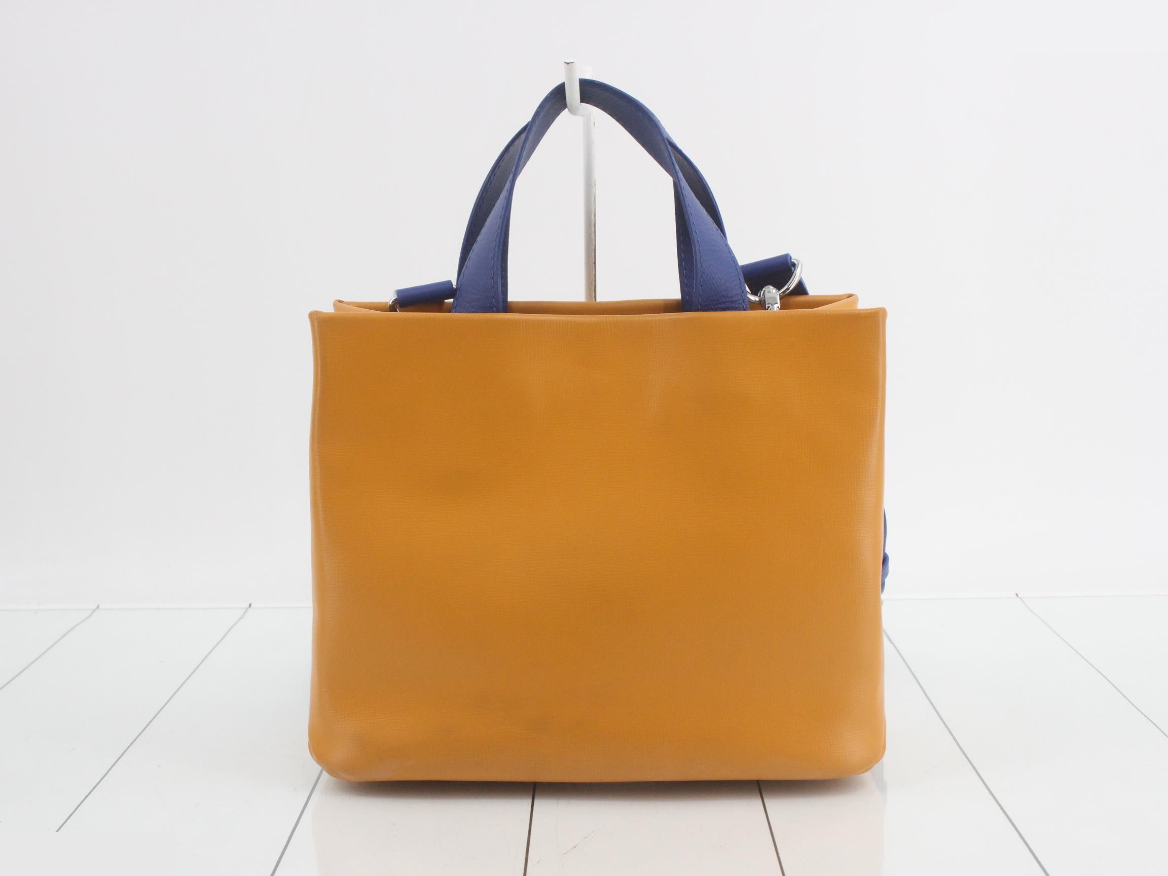 Logo x Leather Shopper Tote MINI Orange x Blue — view 2