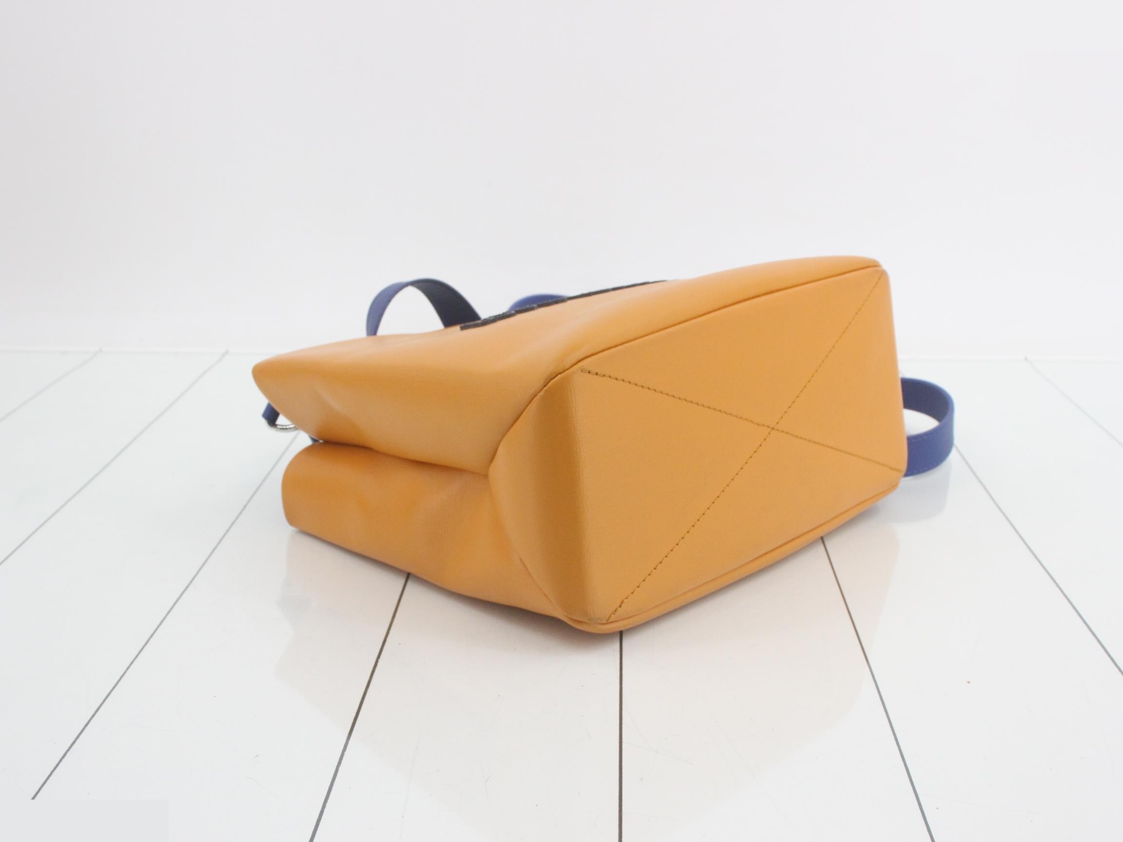 Logo x Leather Shopper Tote MINI Orange x Blue — view 5